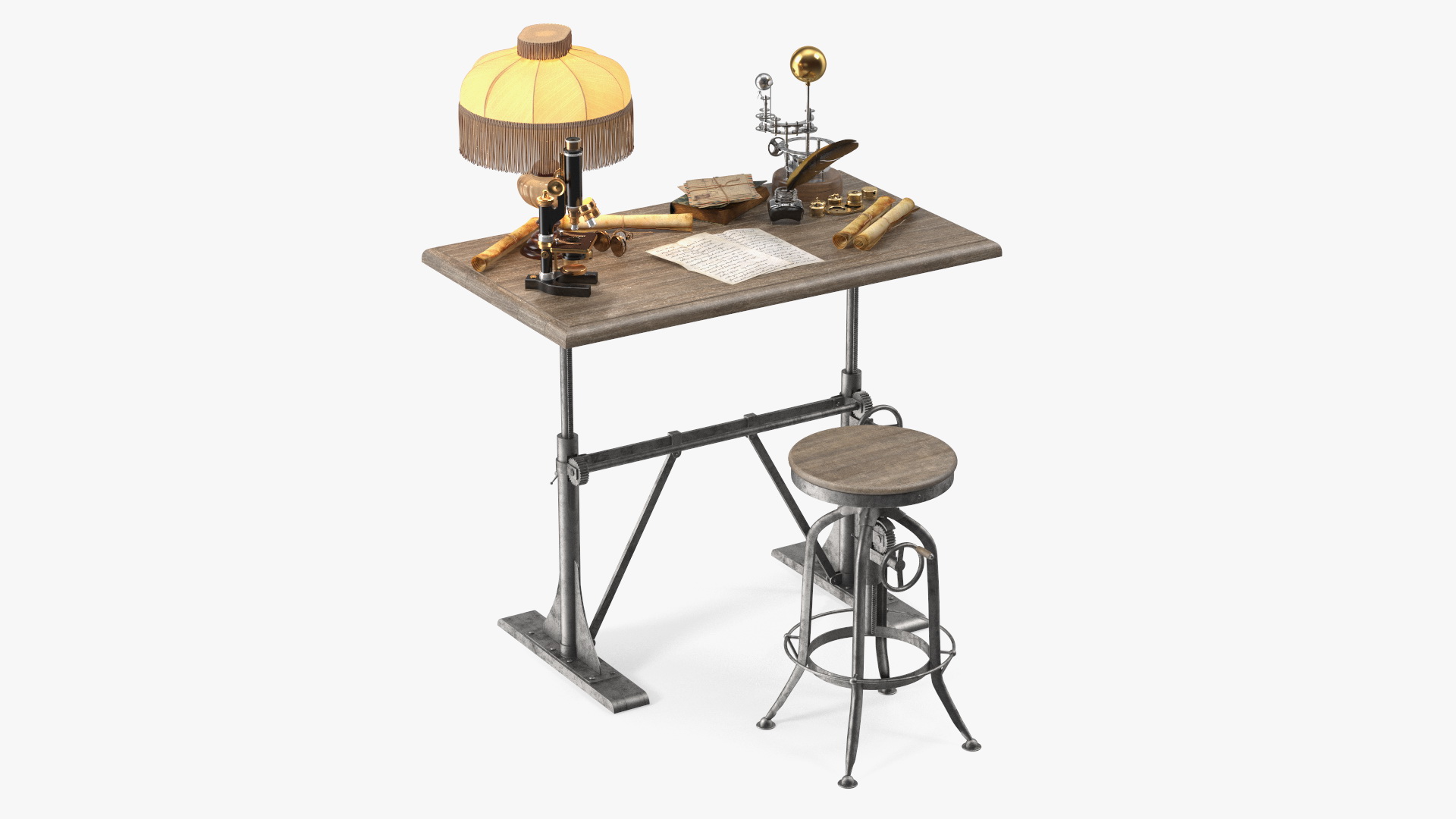 3D Vintage Table with Old Stuff model