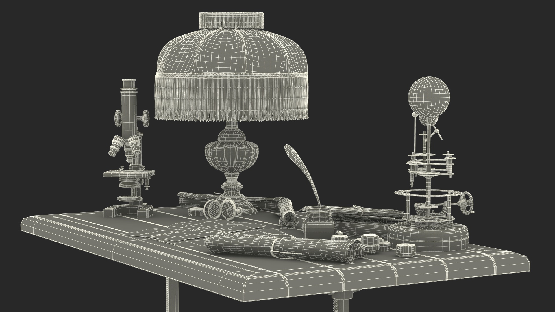 3D Vintage Table with Old Stuff model