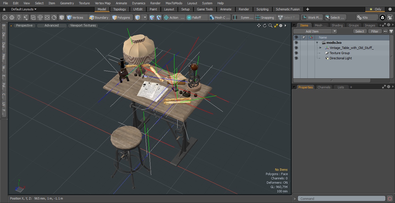 3D Vintage Table with Old Stuff model