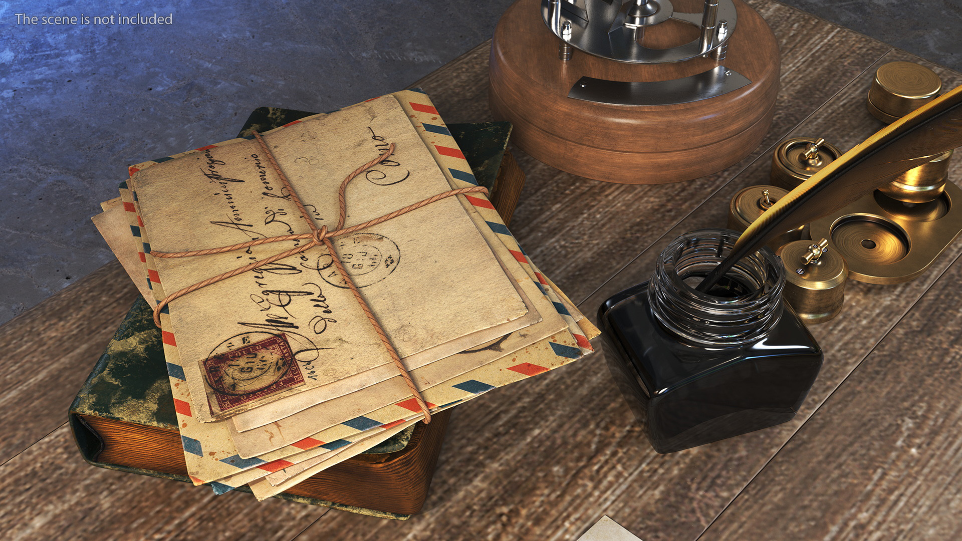 3D Vintage Table with Old Stuff model