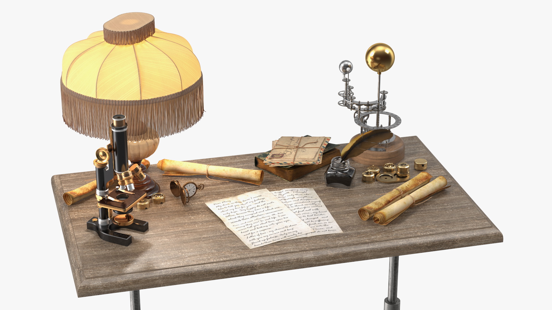 3D Vintage Table with Old Stuff model