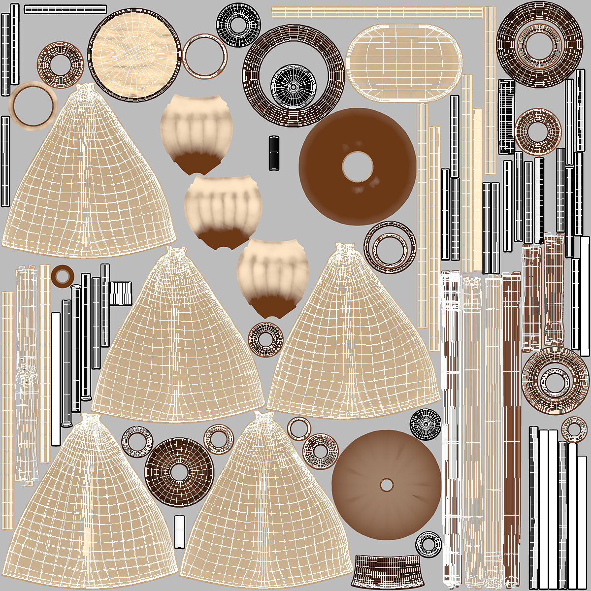 3D Vintage Table with Old Stuff model
