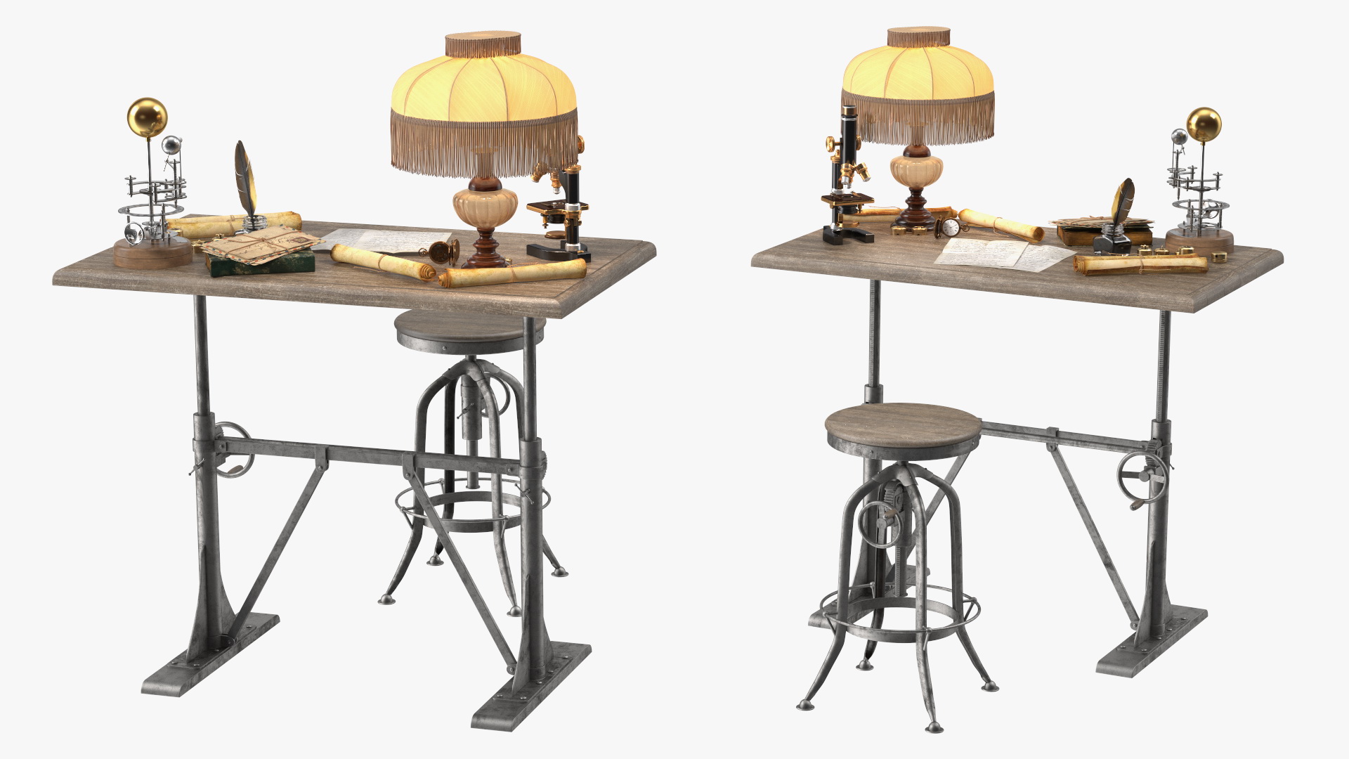 3D Vintage Table with Old Stuff model