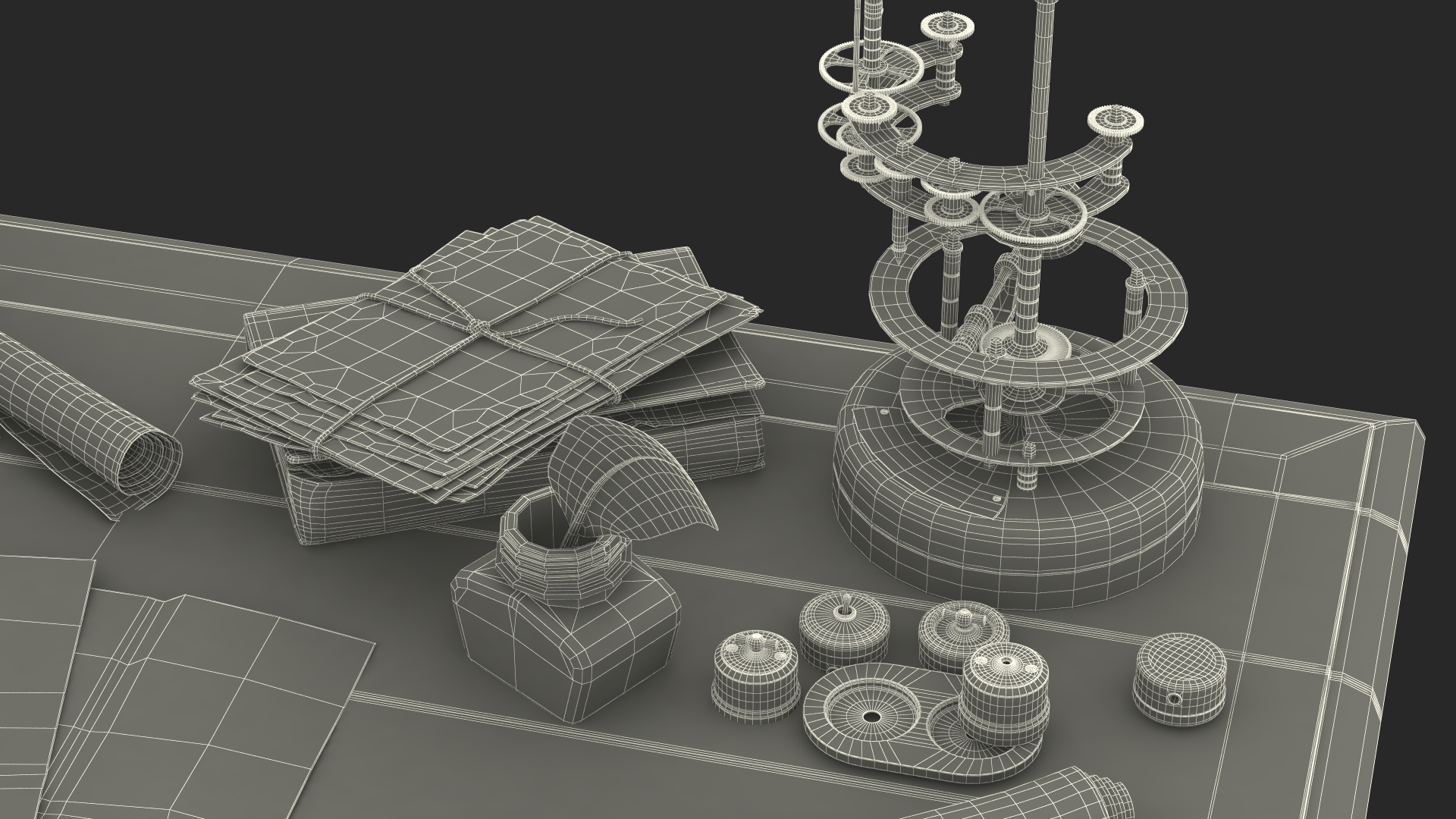 3D Vintage Table with Old Stuff model