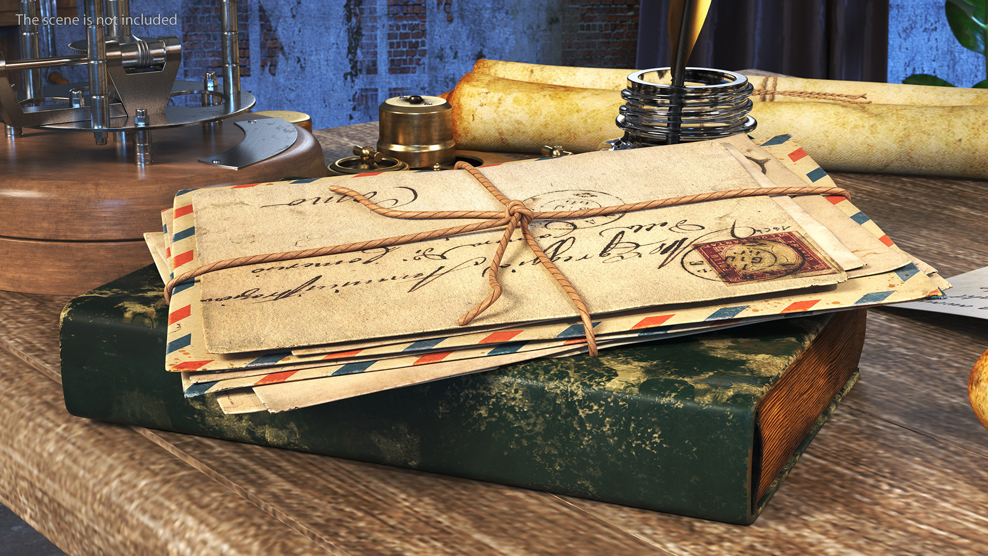 3D Vintage Table with Old Stuff model