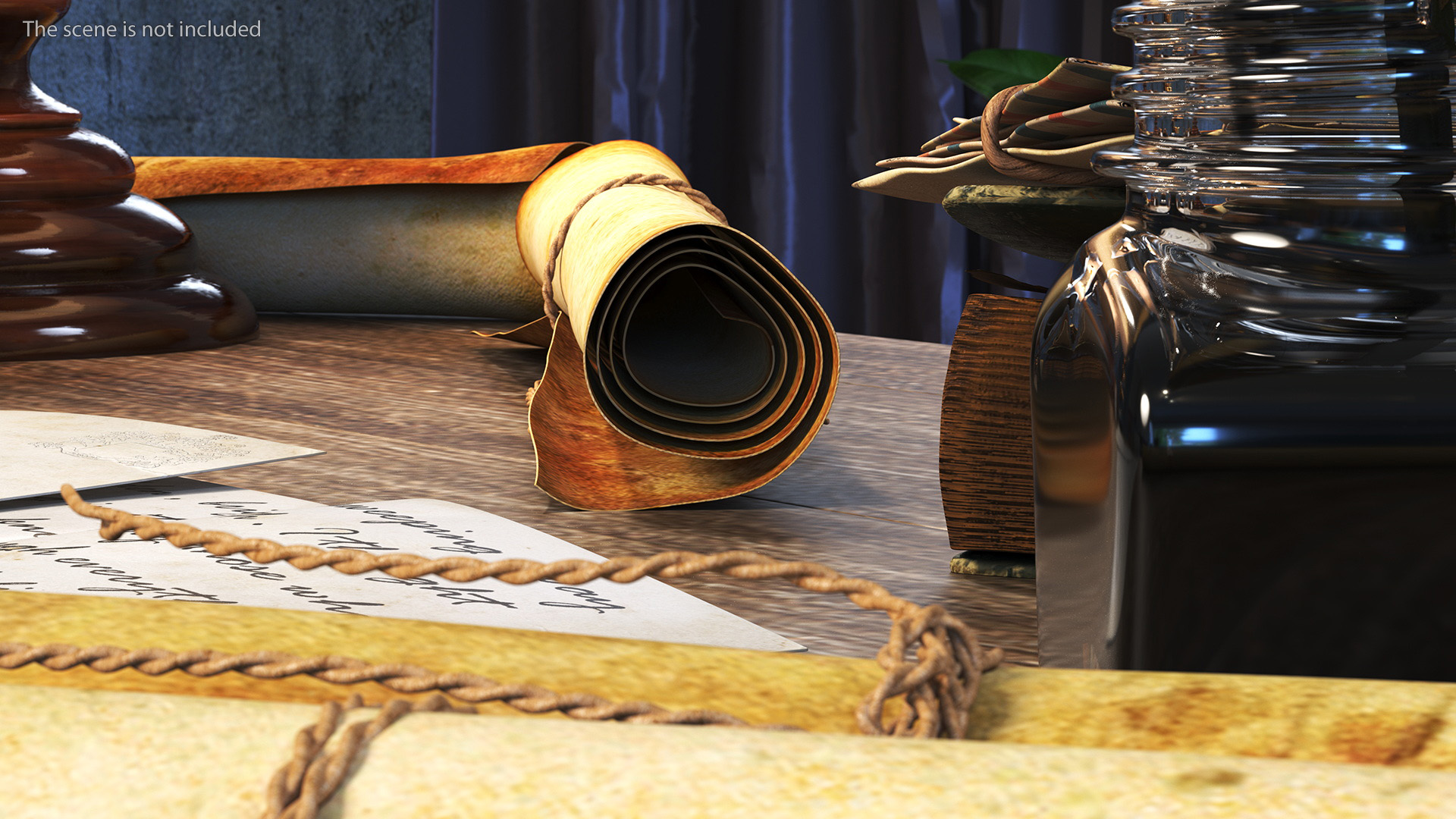 3D Vintage Table with Old Stuff model