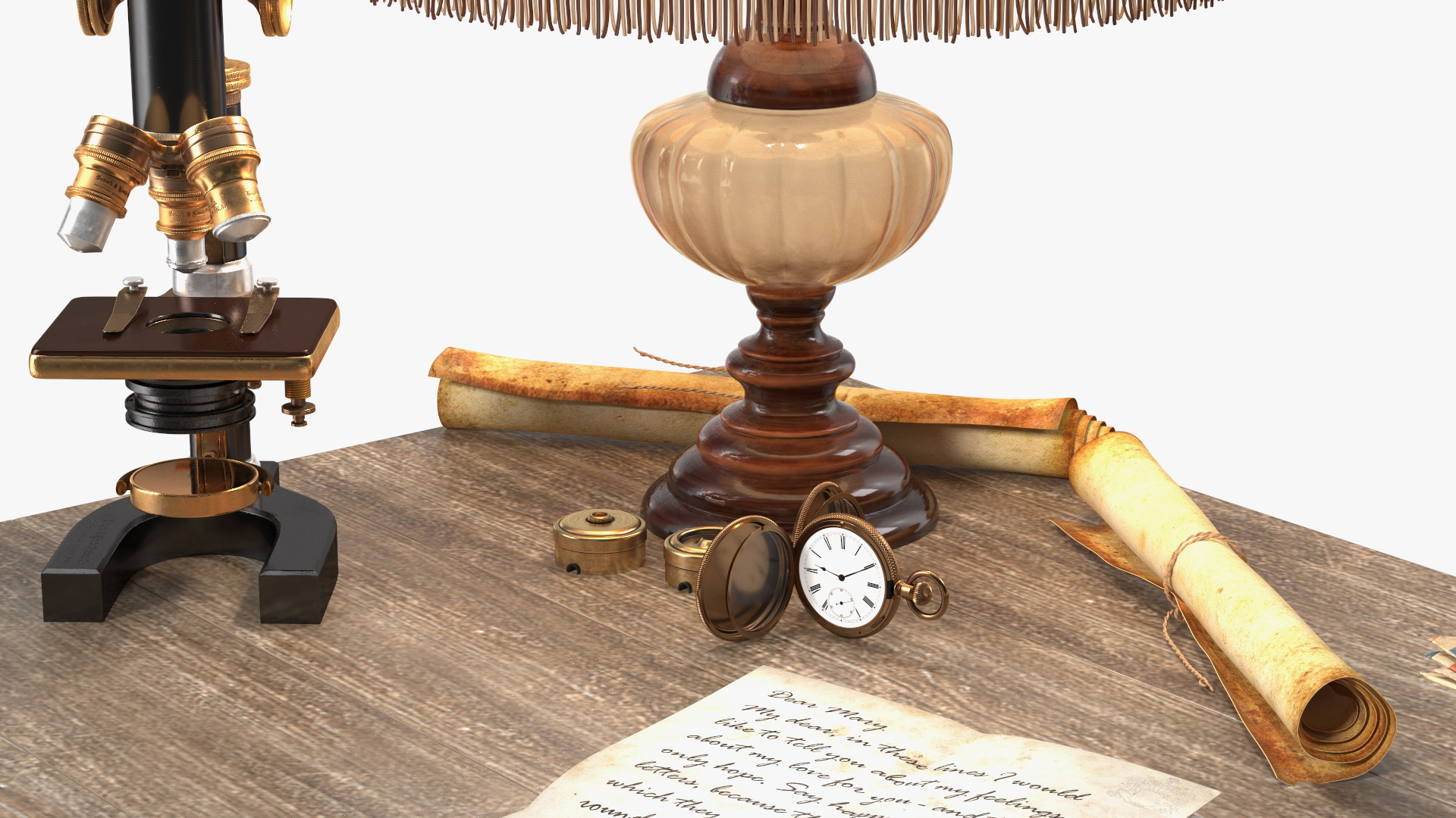 3D Vintage Table with Old Stuff model