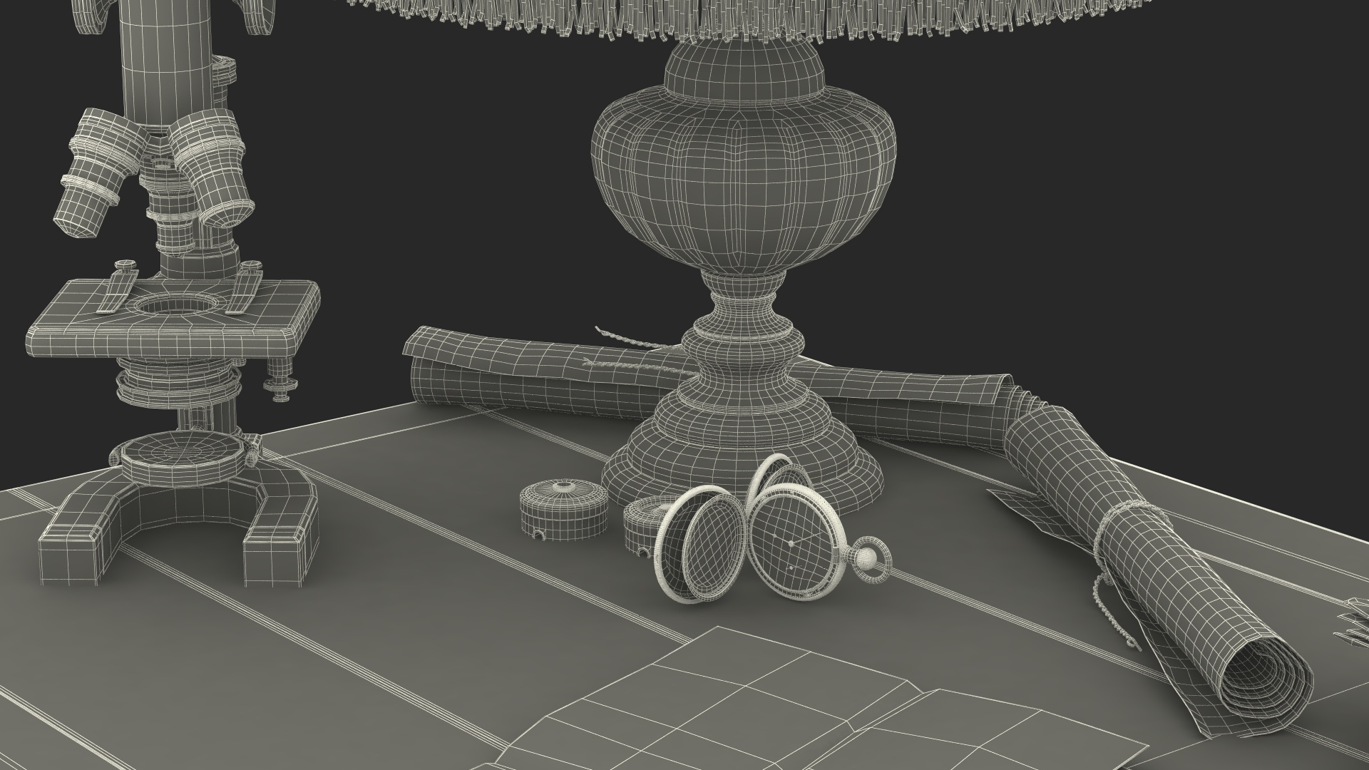 3D Vintage Table with Old Stuff model