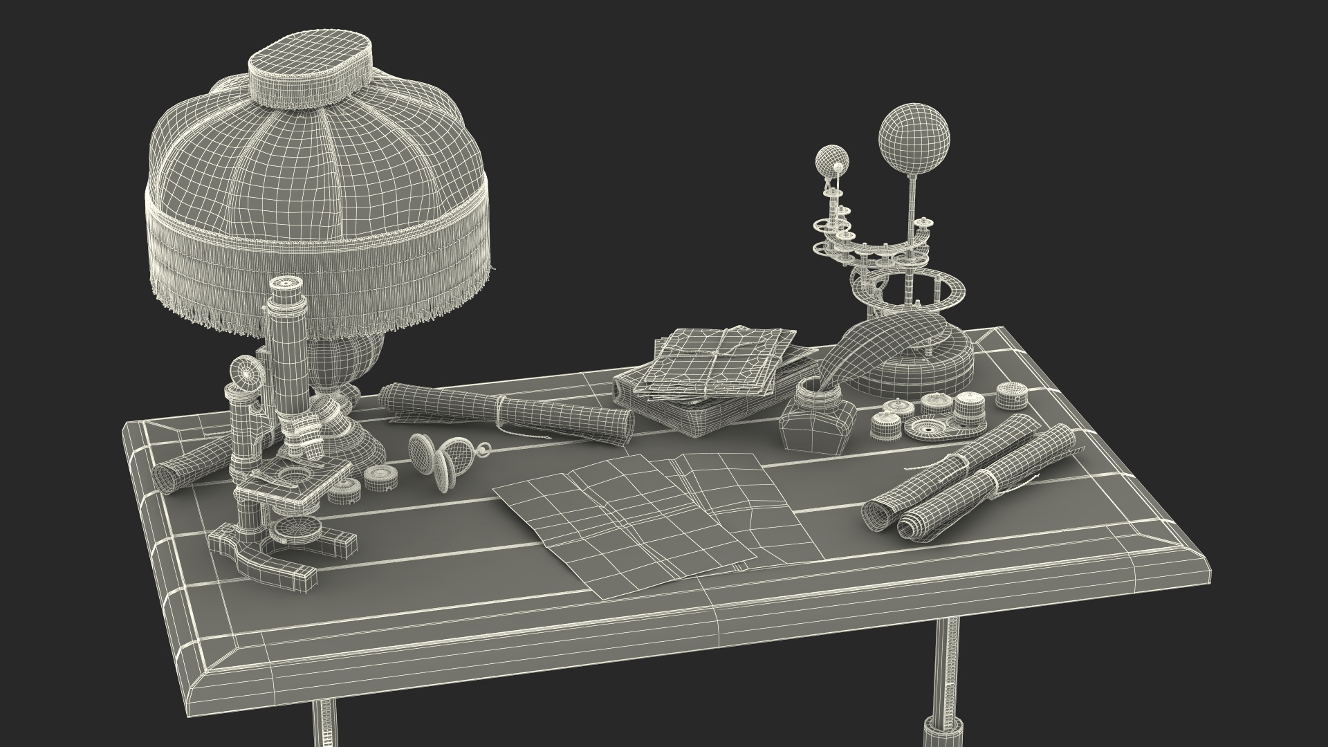 3D Vintage Table with Old Stuff model