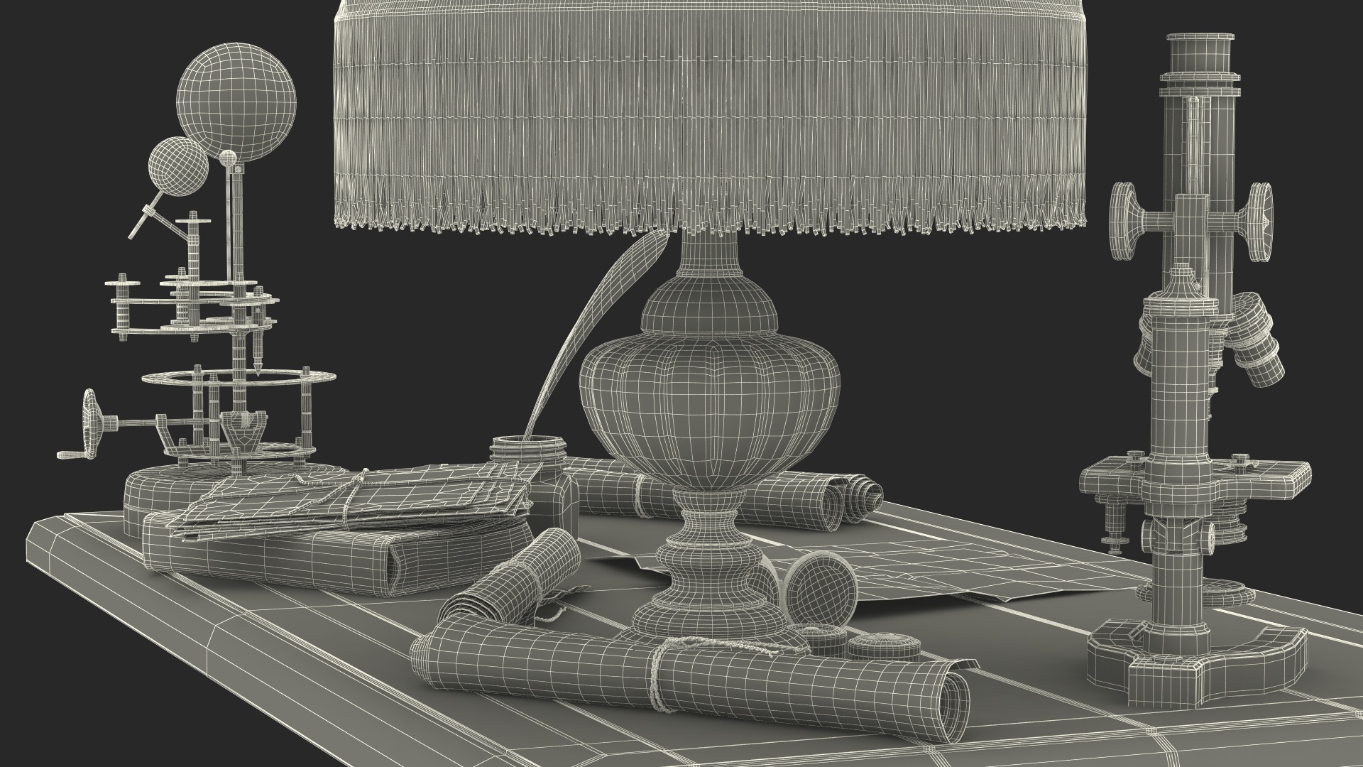 3D Vintage Table with Old Stuff model