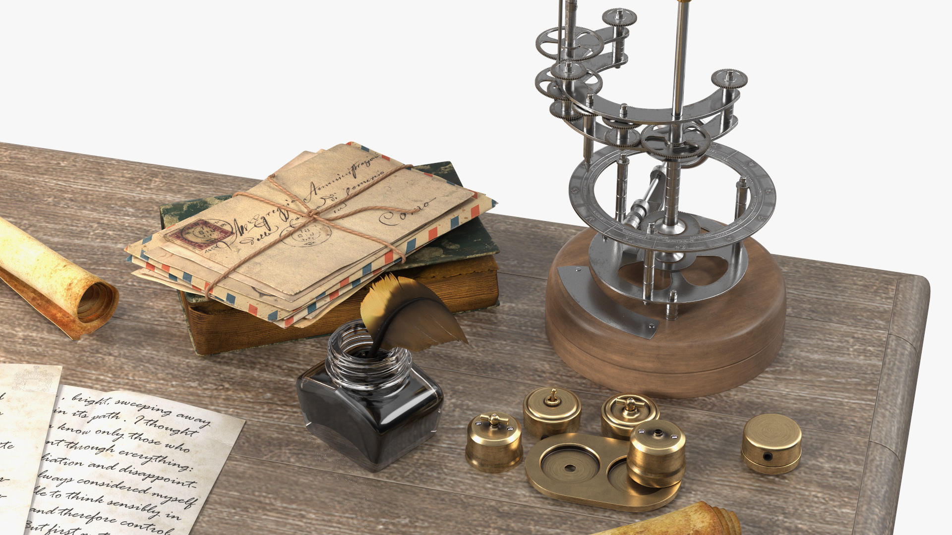 3D Vintage Table with Old Stuff model