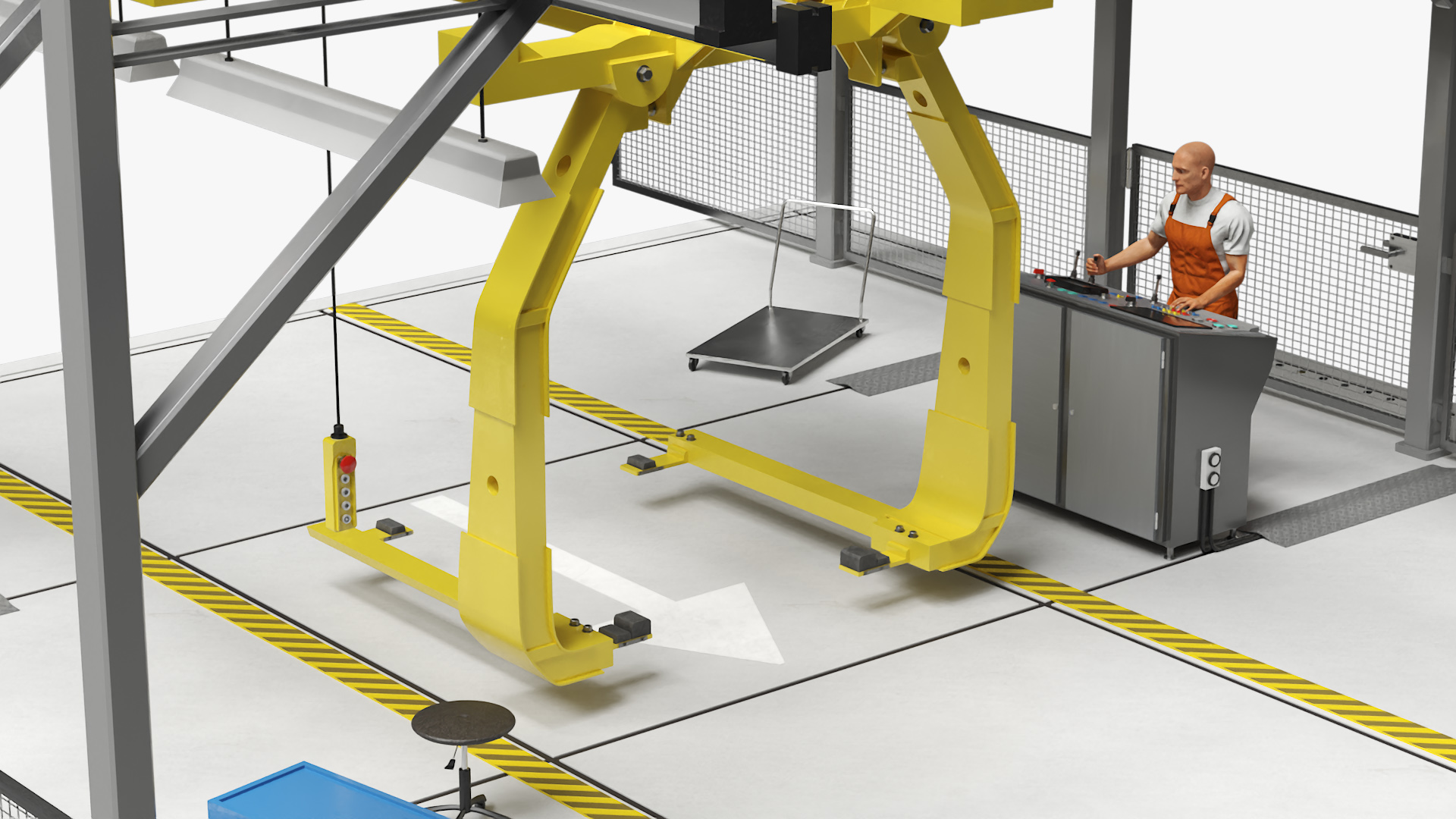 Automatic Vehicle Body Conveyor and Worker 3D