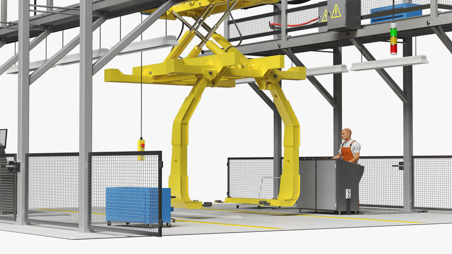 Automatic Vehicle Body Conveyor and Worker 3D