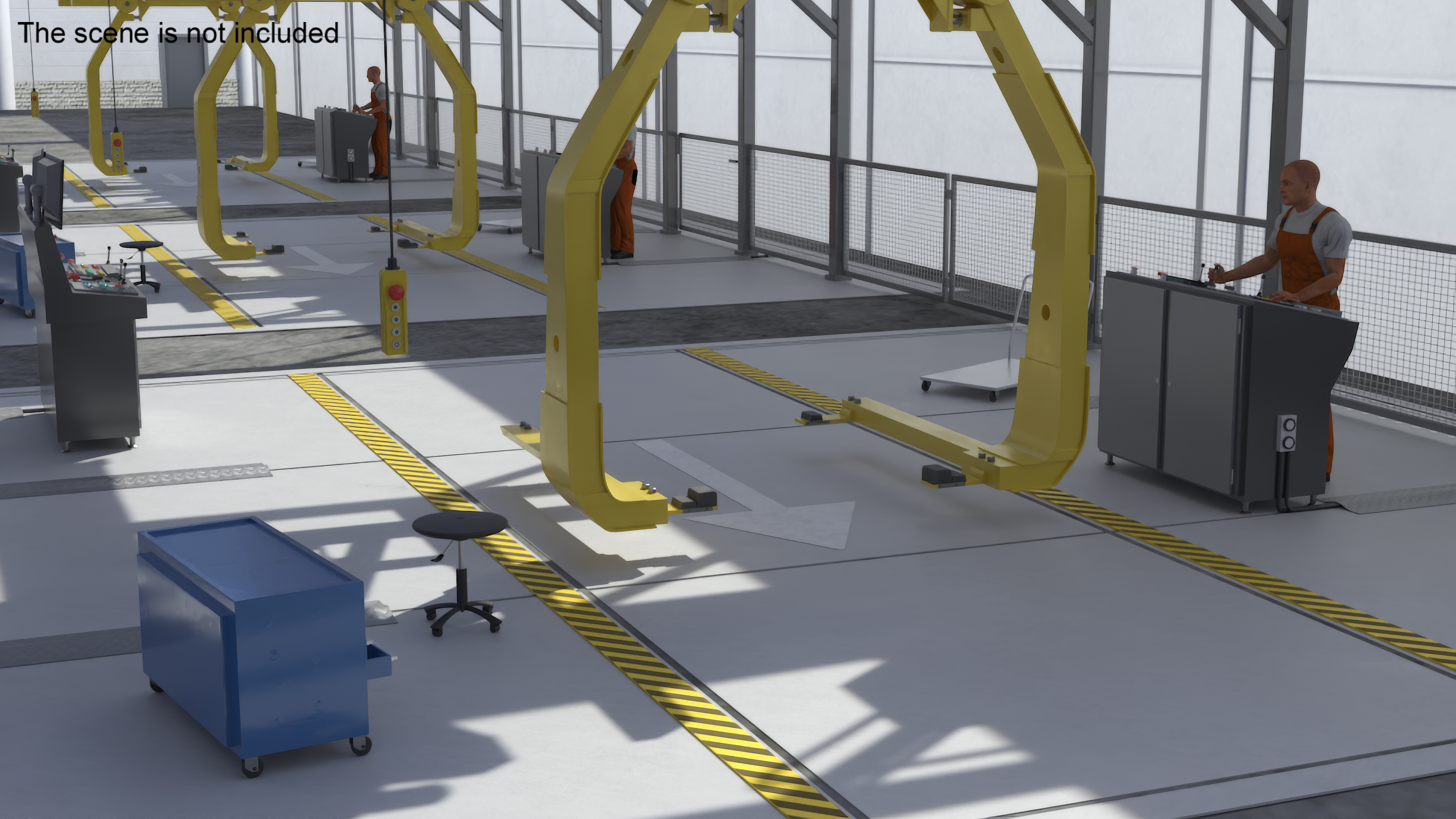 Automatic Vehicle Body Conveyor and Worker 3D