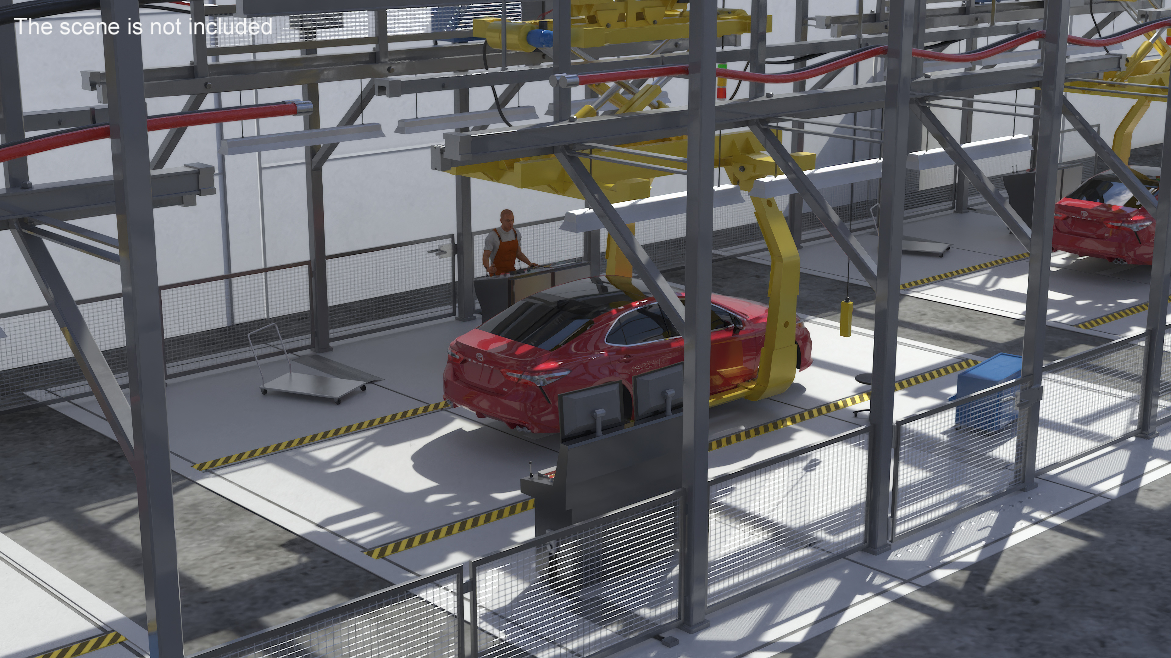Automatic Vehicle Body Conveyor and Worker 3D