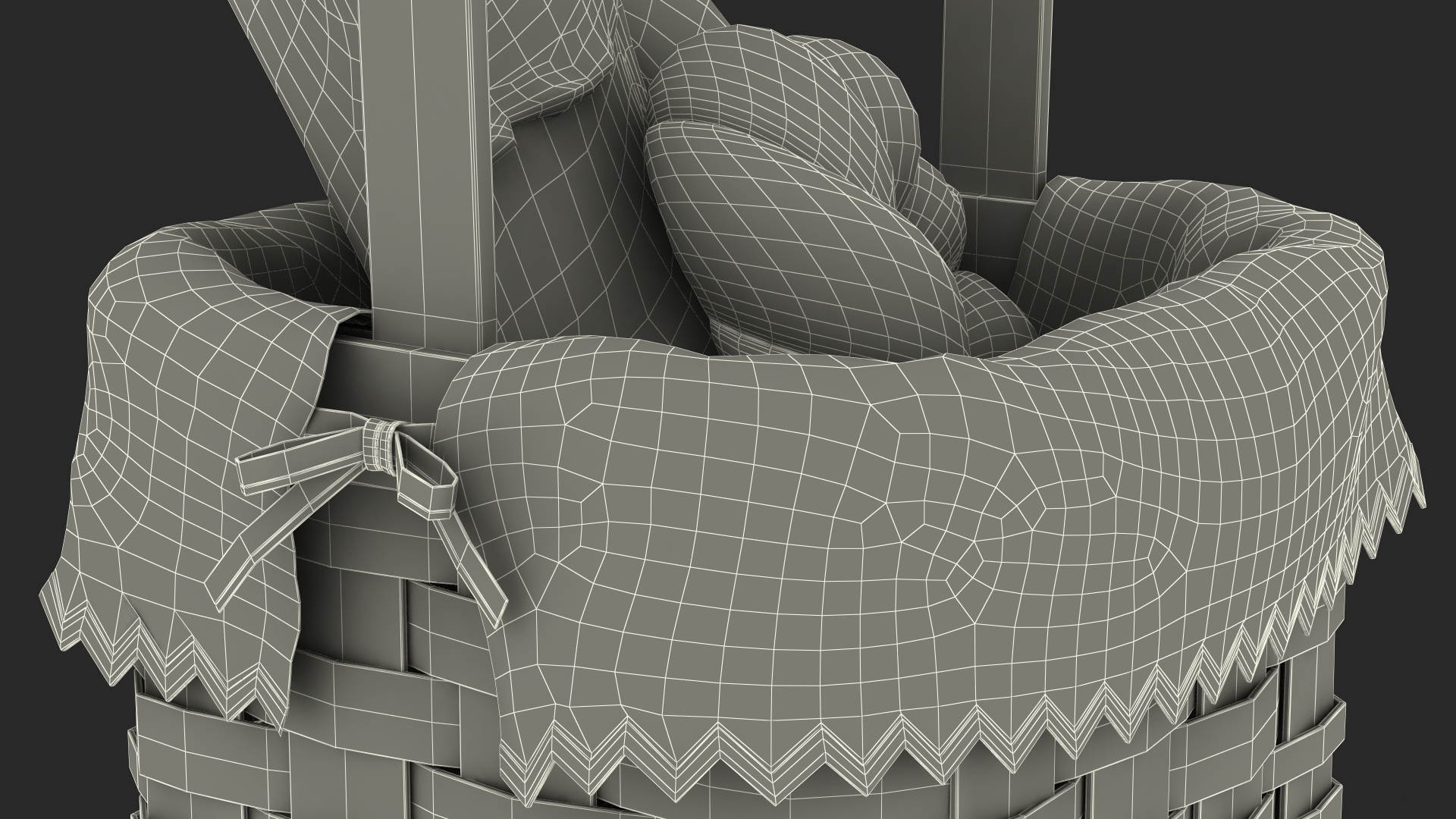 Basket with Bread 3D