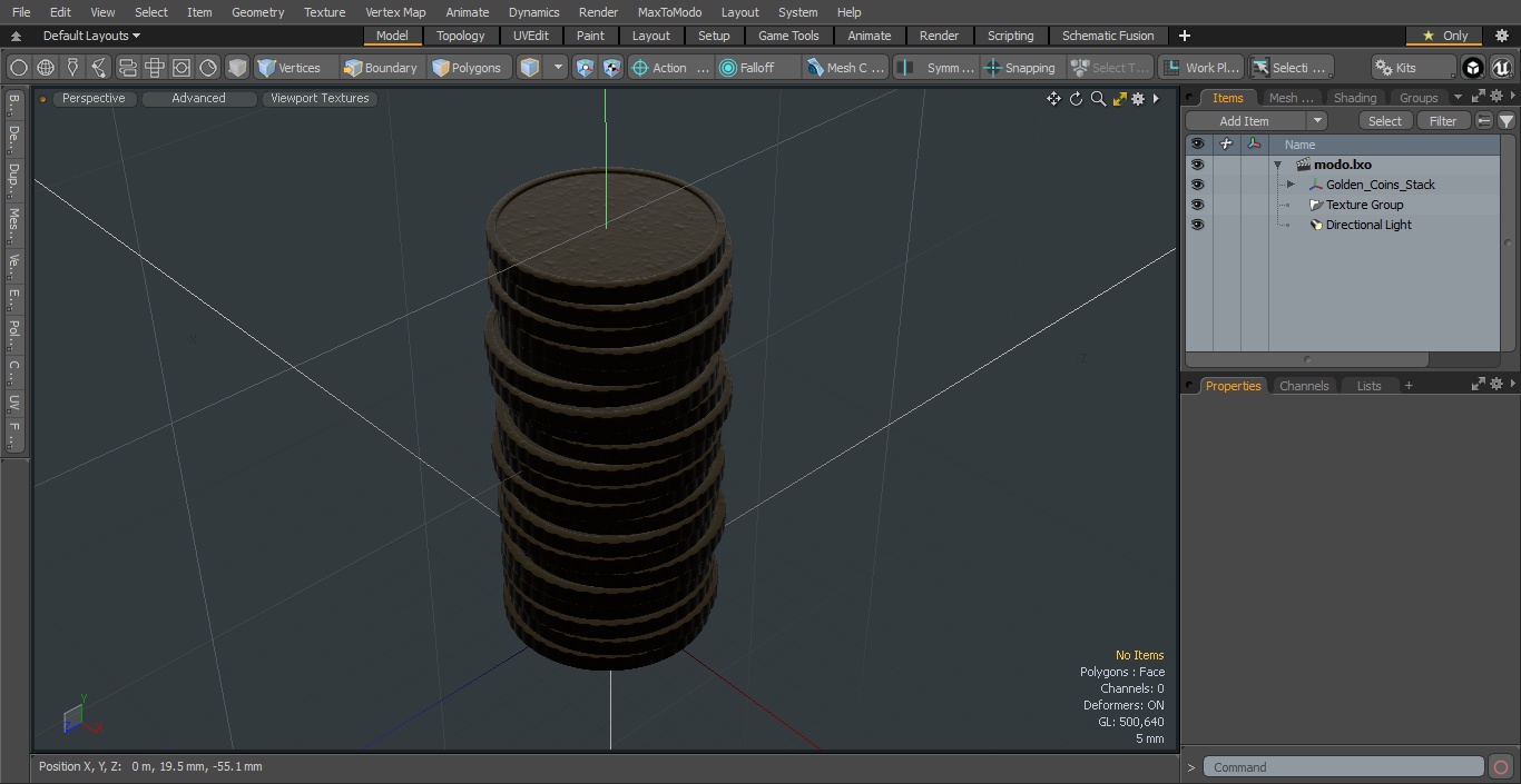 3D Golden Coins Stack model