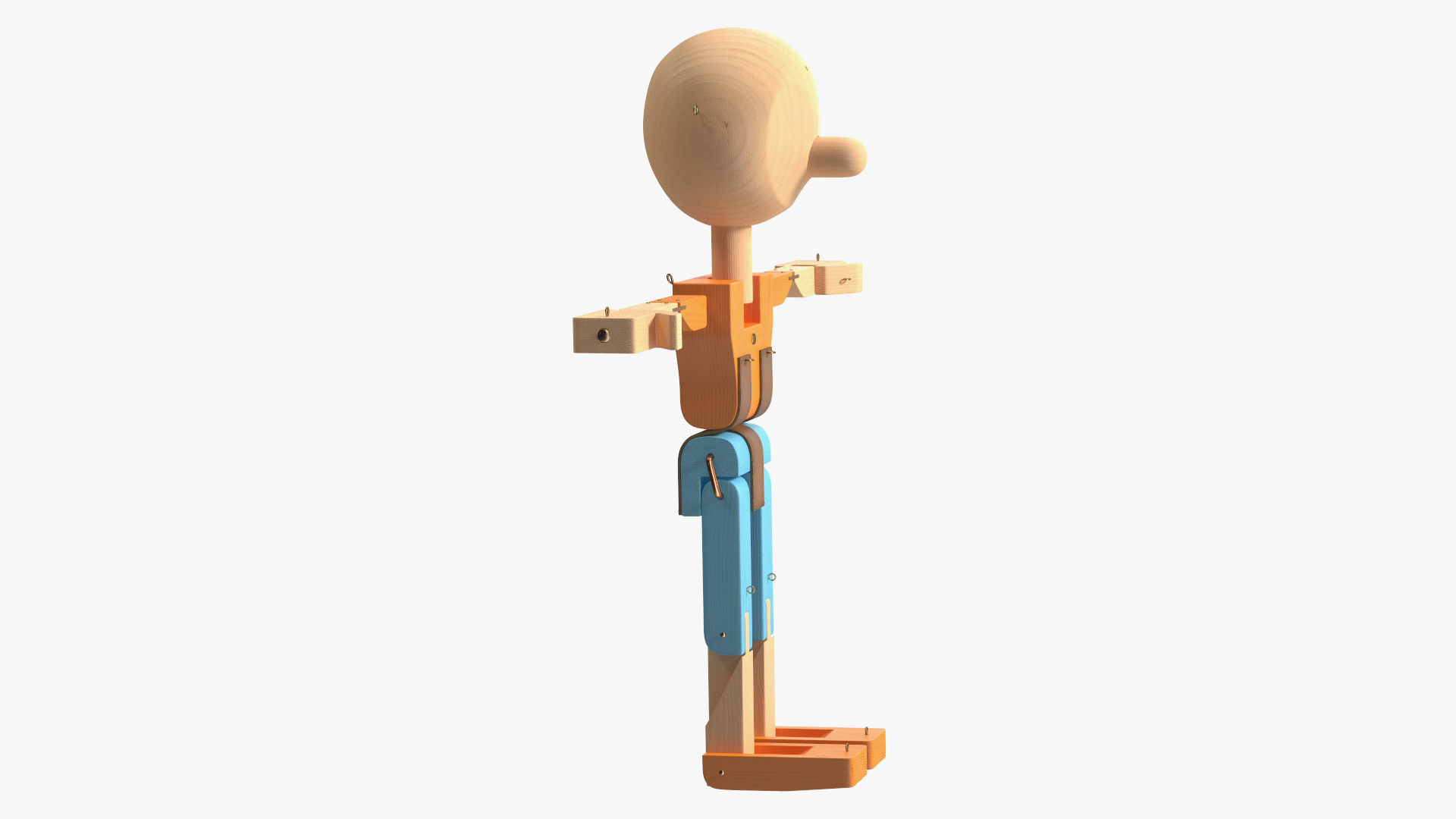 3D model Colored Wooden Character Rigged for Cinema 4D