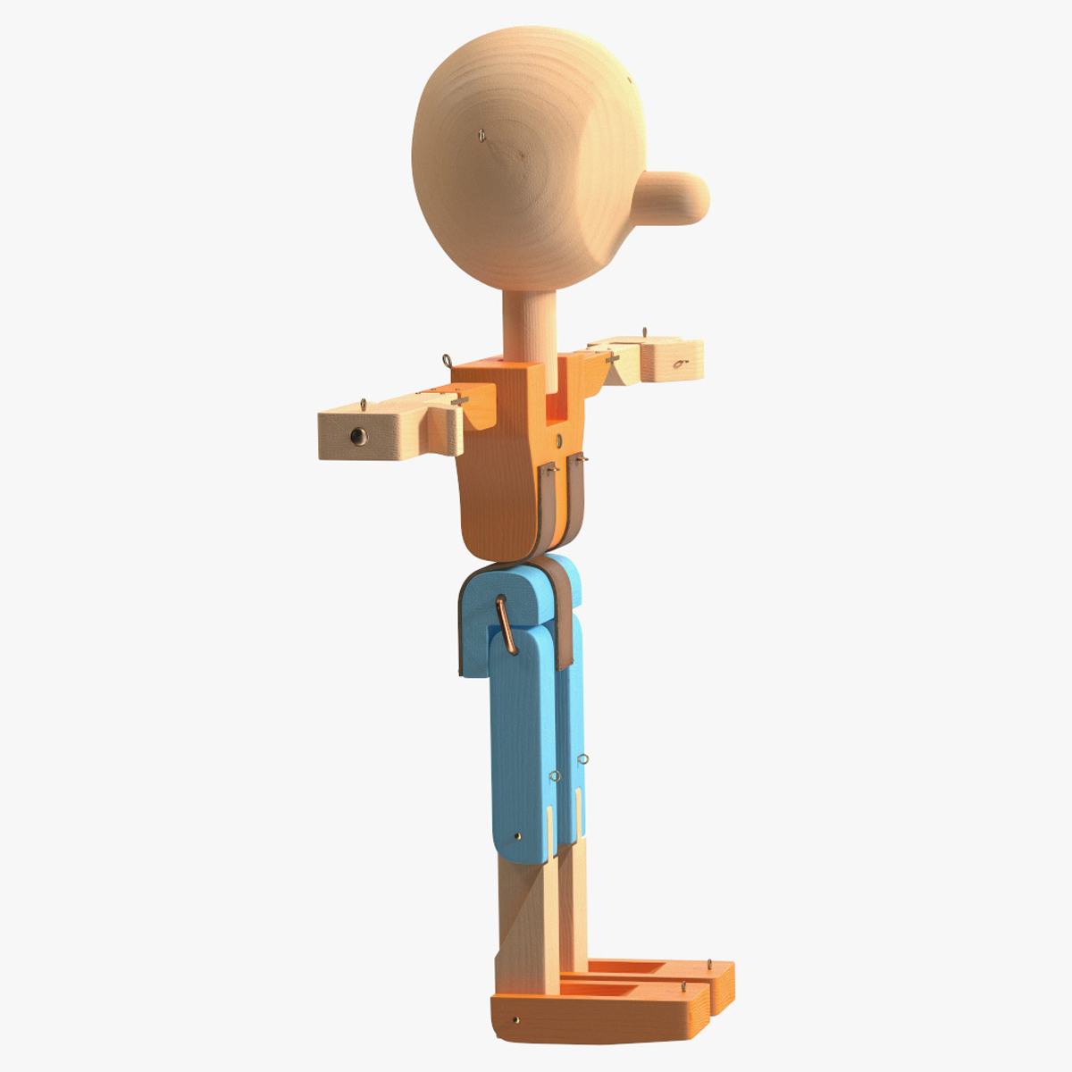 3D model Colored Wooden Character Rigged for Cinema 4D