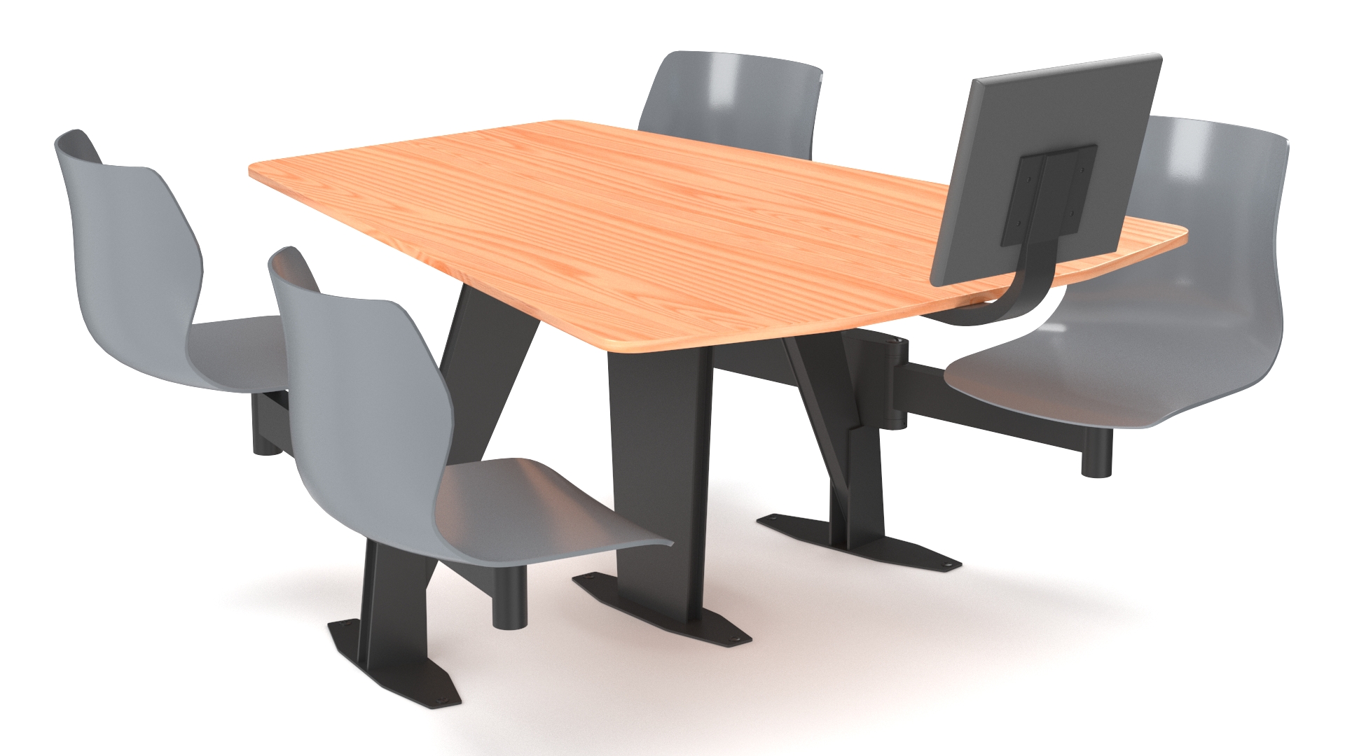 Bowling Table with Gray Chairs and Monitor 3D
