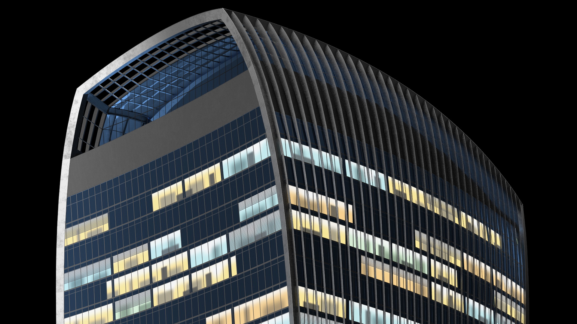 Commercial Skyscraper 20 Fenchurch Street Night Glow 3D