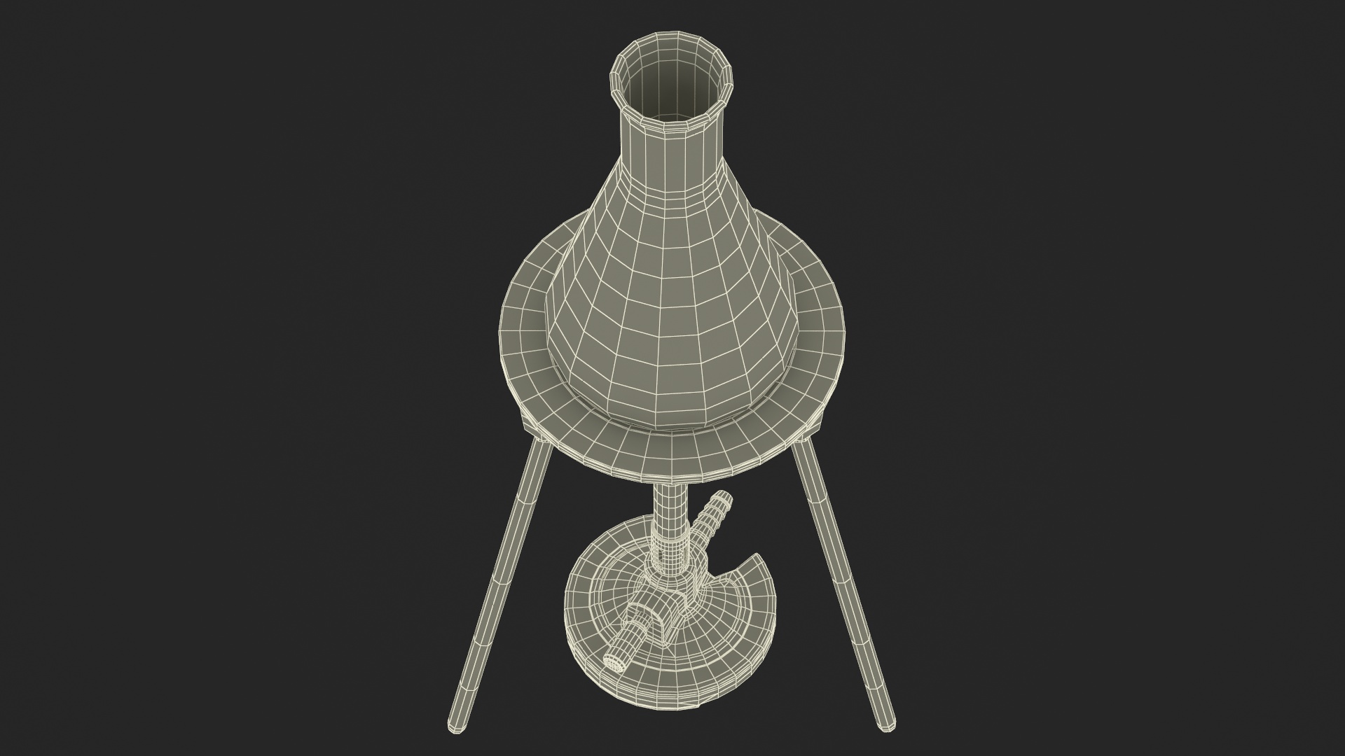3D model Bunsen Burner with Erlenmeyer Flask on Tripod