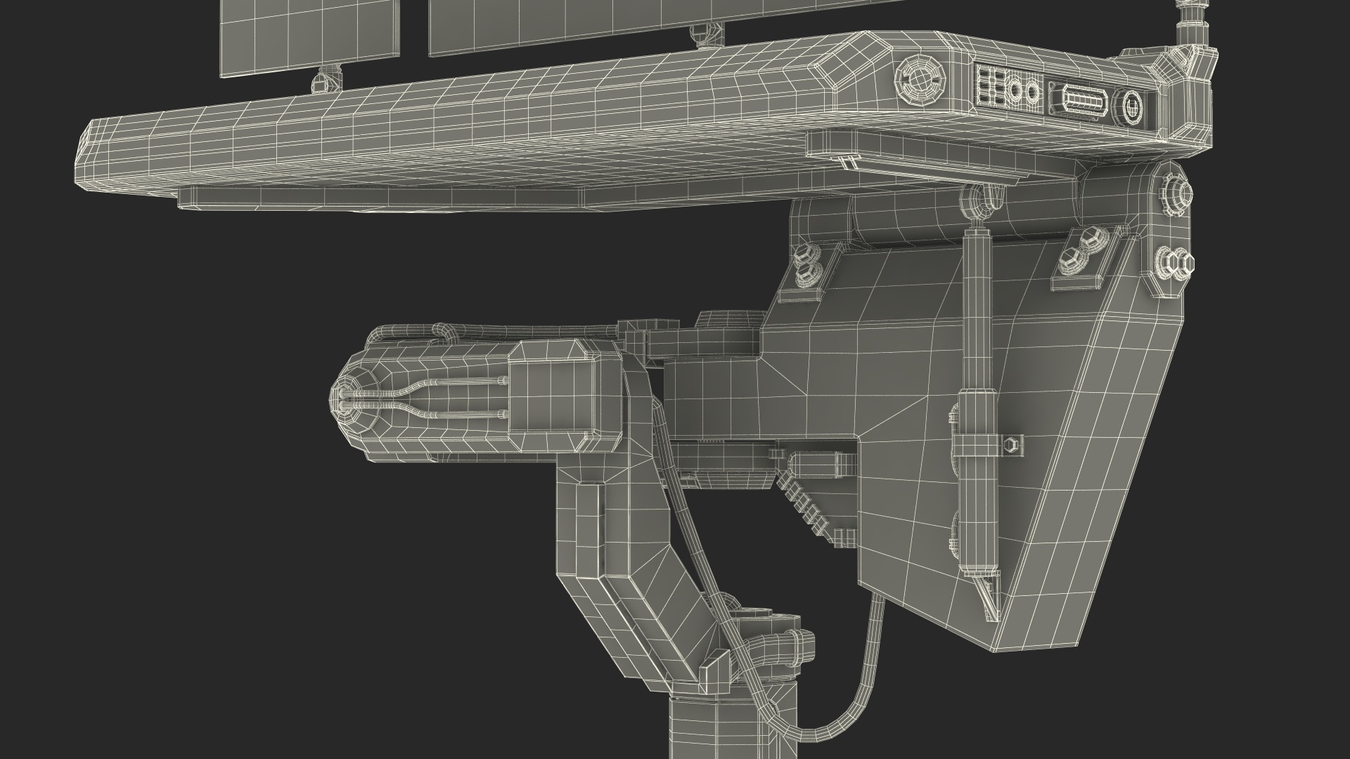 Sci-fi Three Monitor Computer 3D model