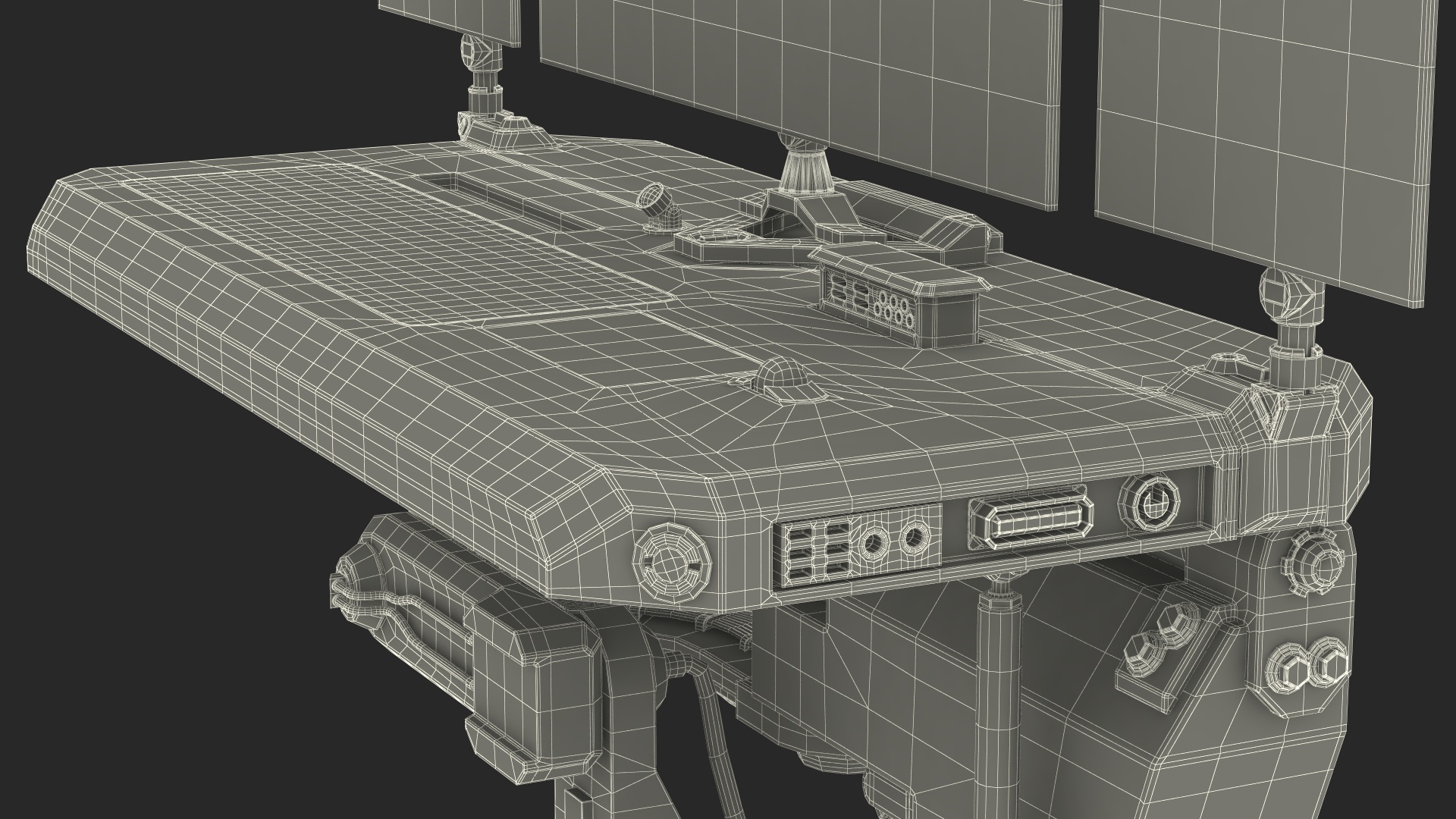 Sci-fi Three Monitor Computer 3D model