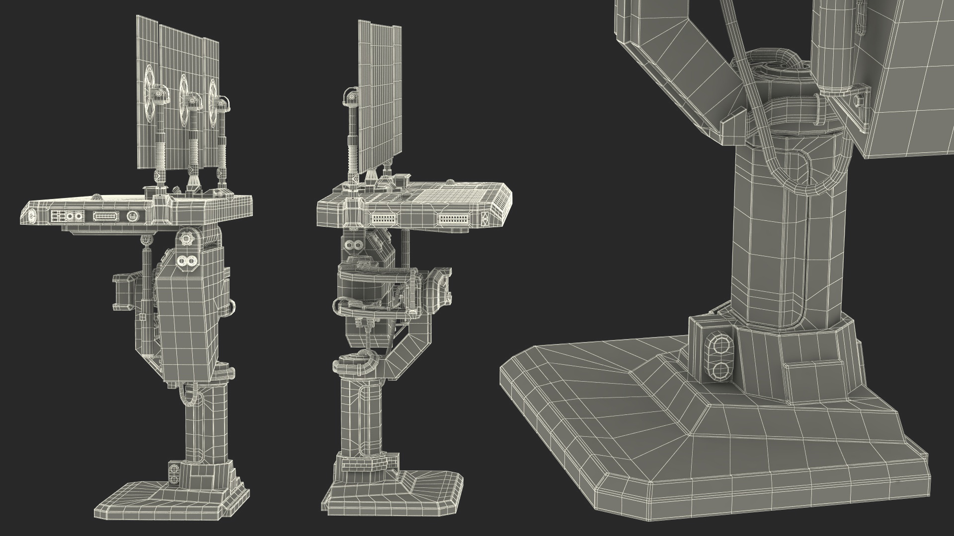 Sci-fi Three Monitor Computer 3D model