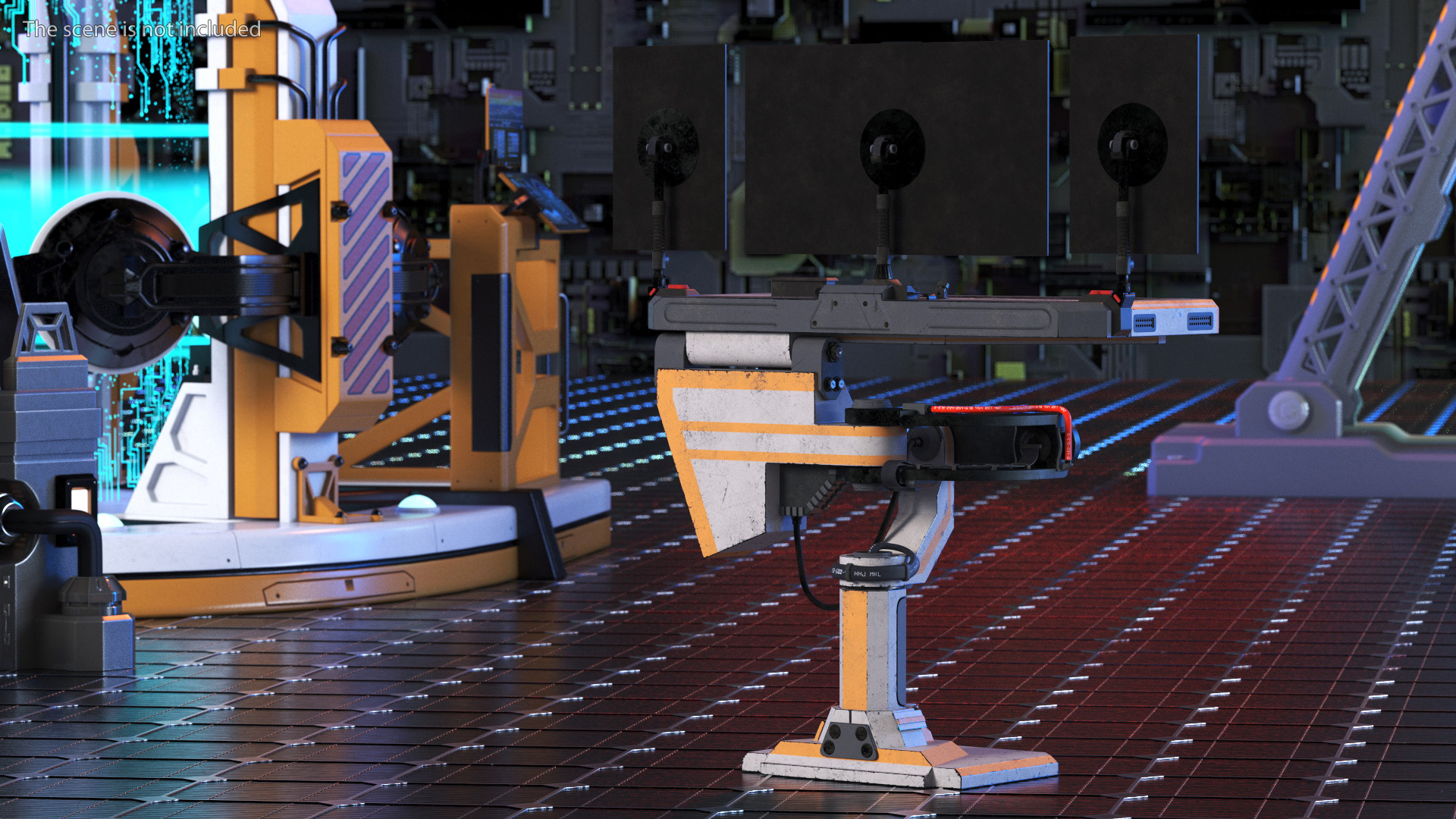 Sci-fi Three Monitor Computer 3D model