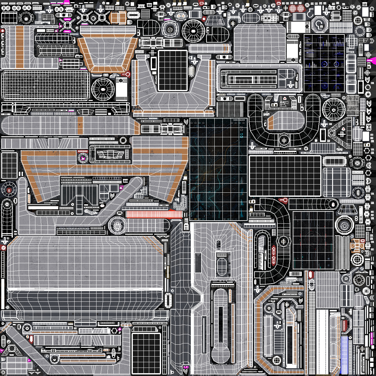 Sci-fi Three Monitor Computer 3D model