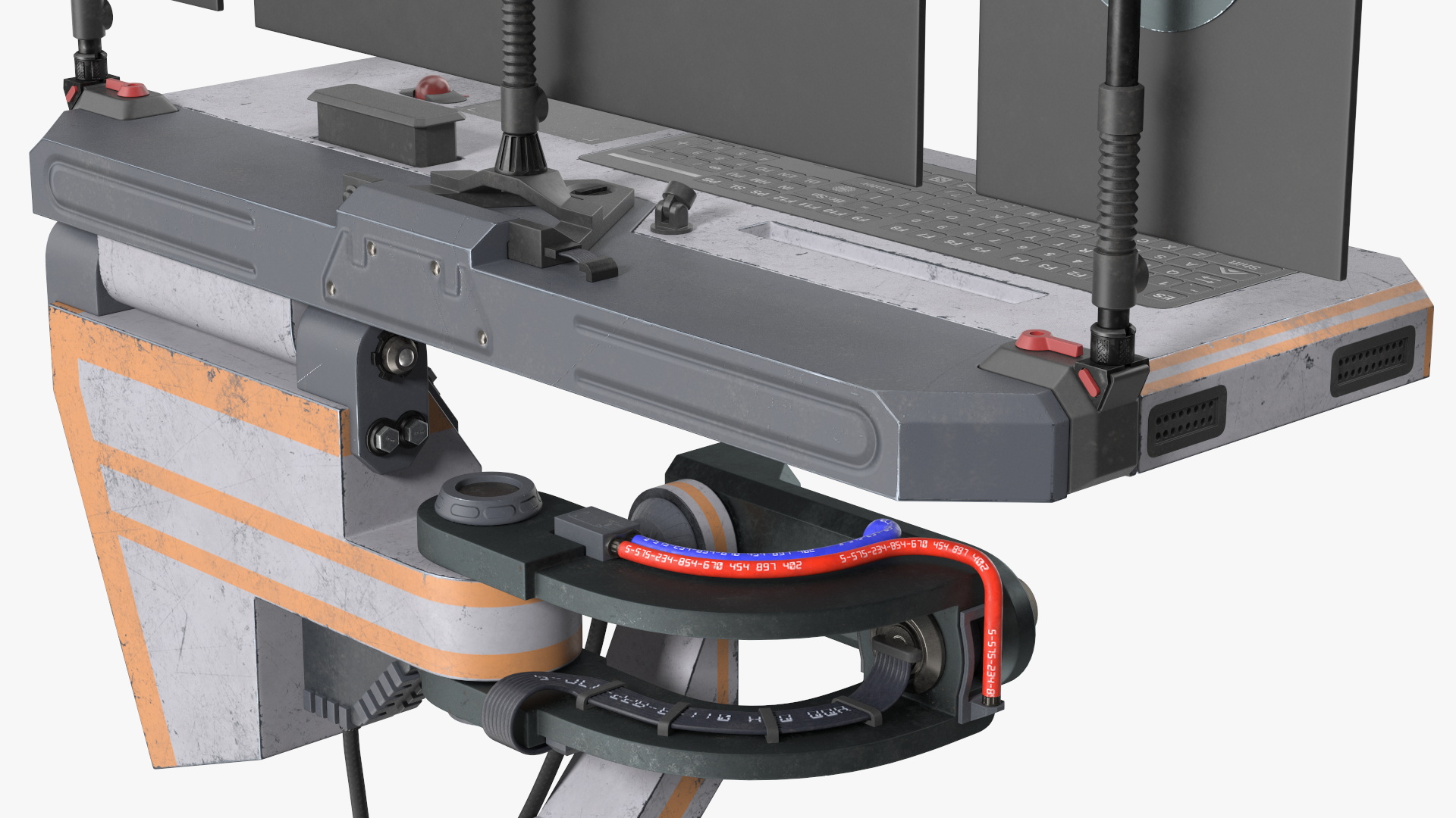 Sci-fi Three Monitor Computer 3D model