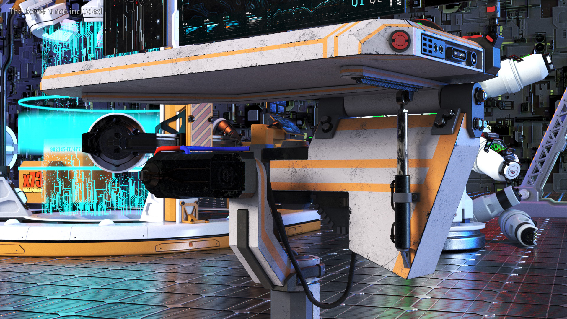 Sci-fi Three Monitor Computer 3D model