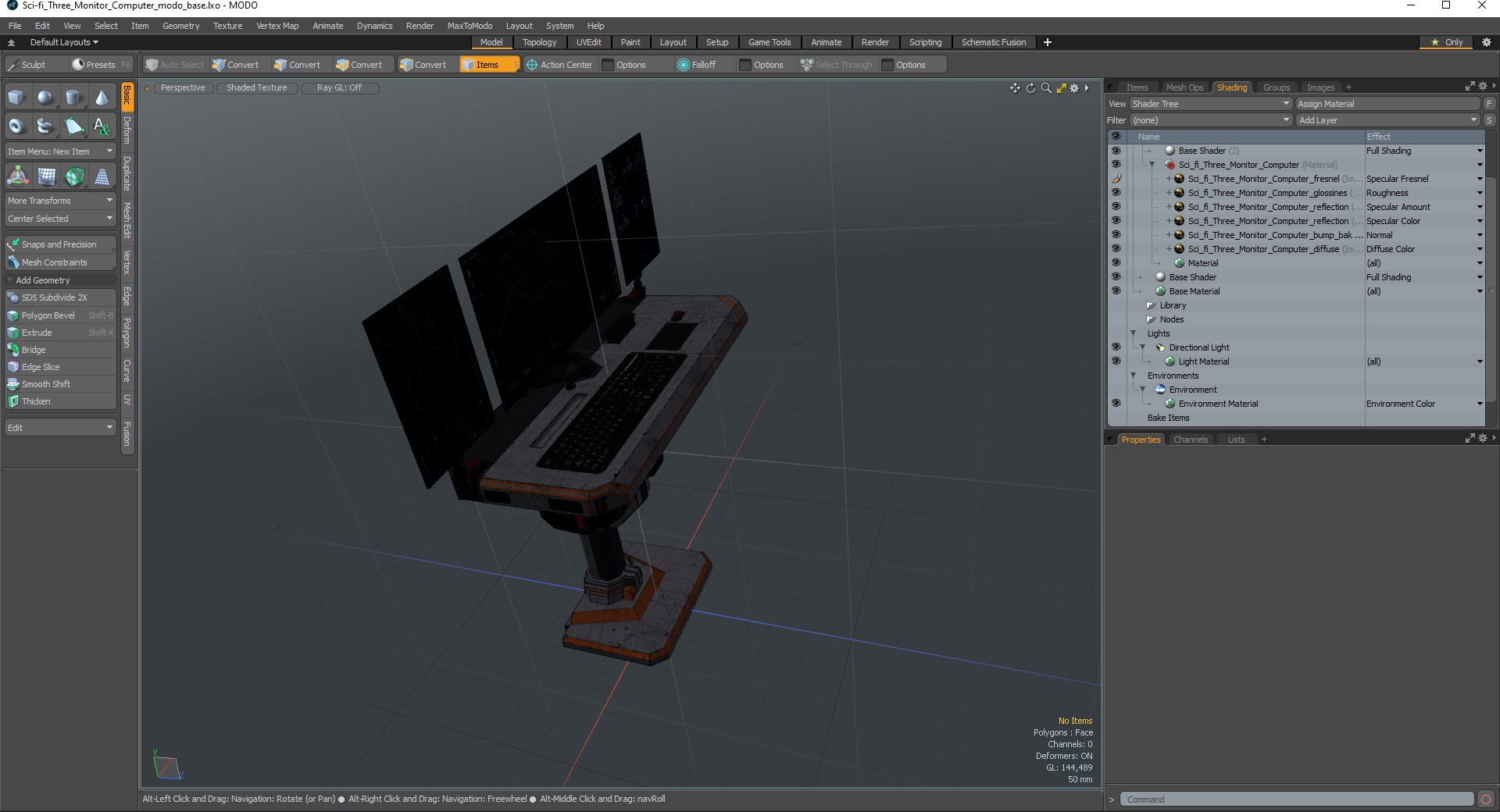 Sci-fi Three Monitor Computer 3D model