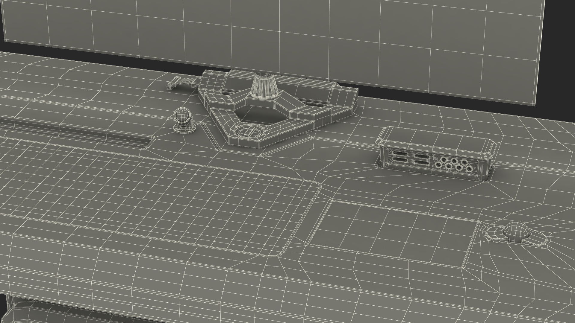 Sci-fi Three Monitor Computer 3D model