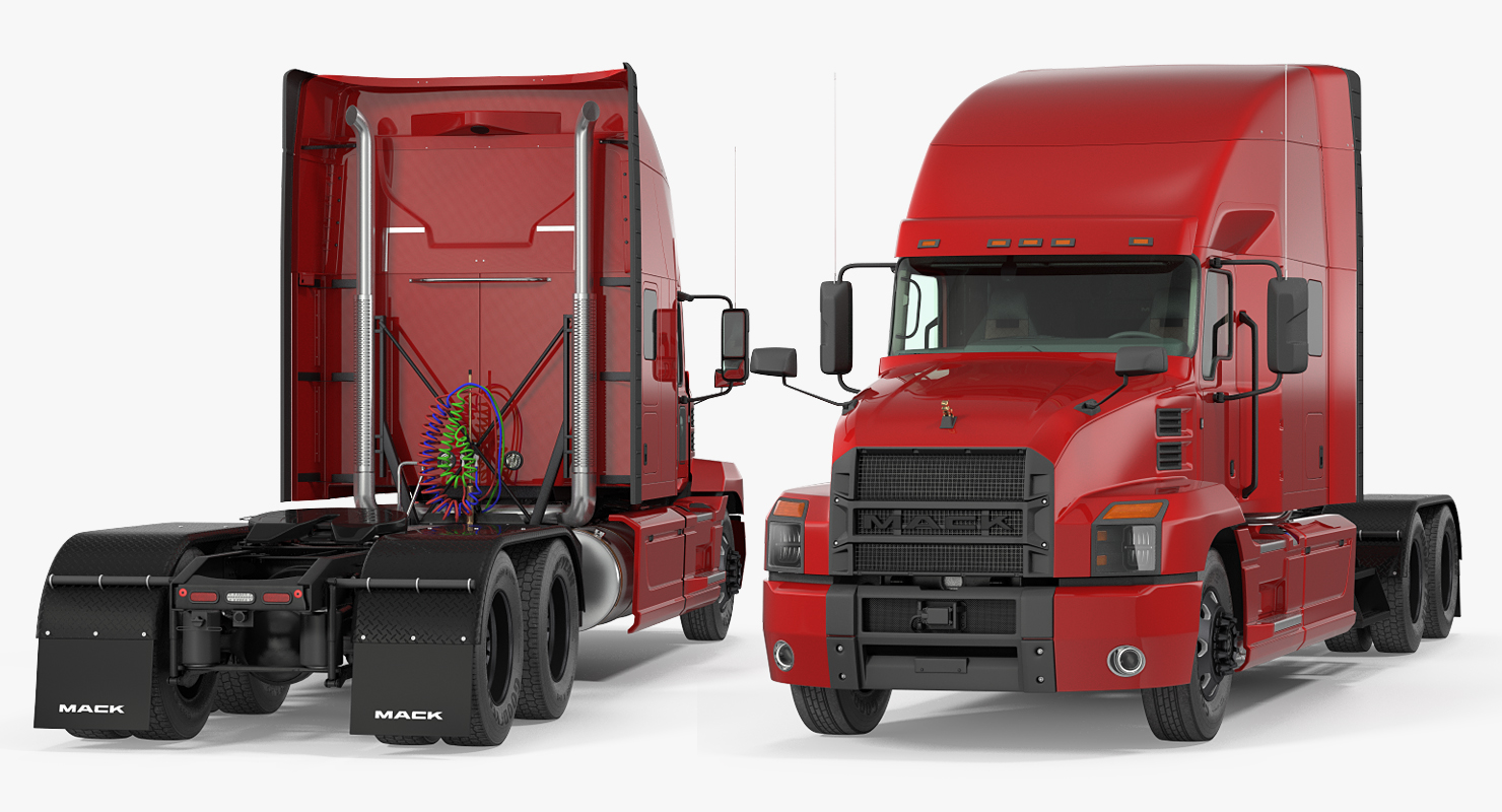3D model Mack Anthem Truck with Trailer 2018