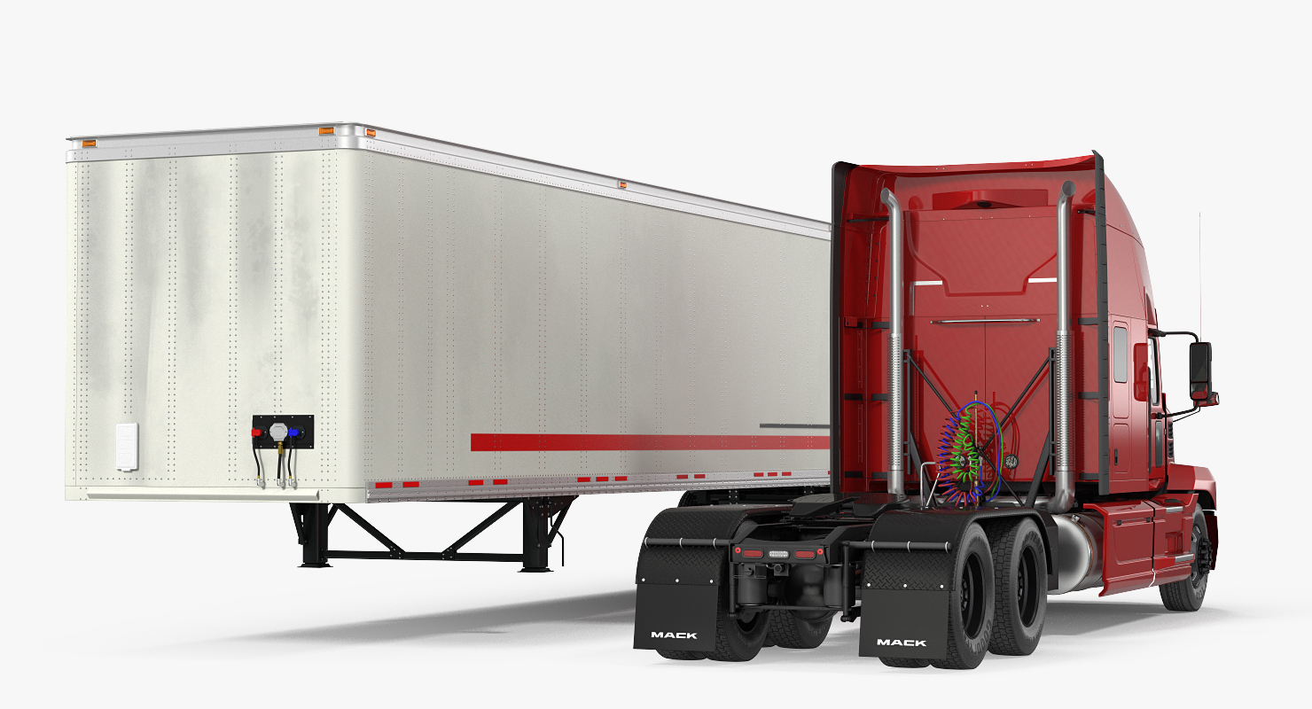 3D model Mack Anthem Truck with Trailer 2018
