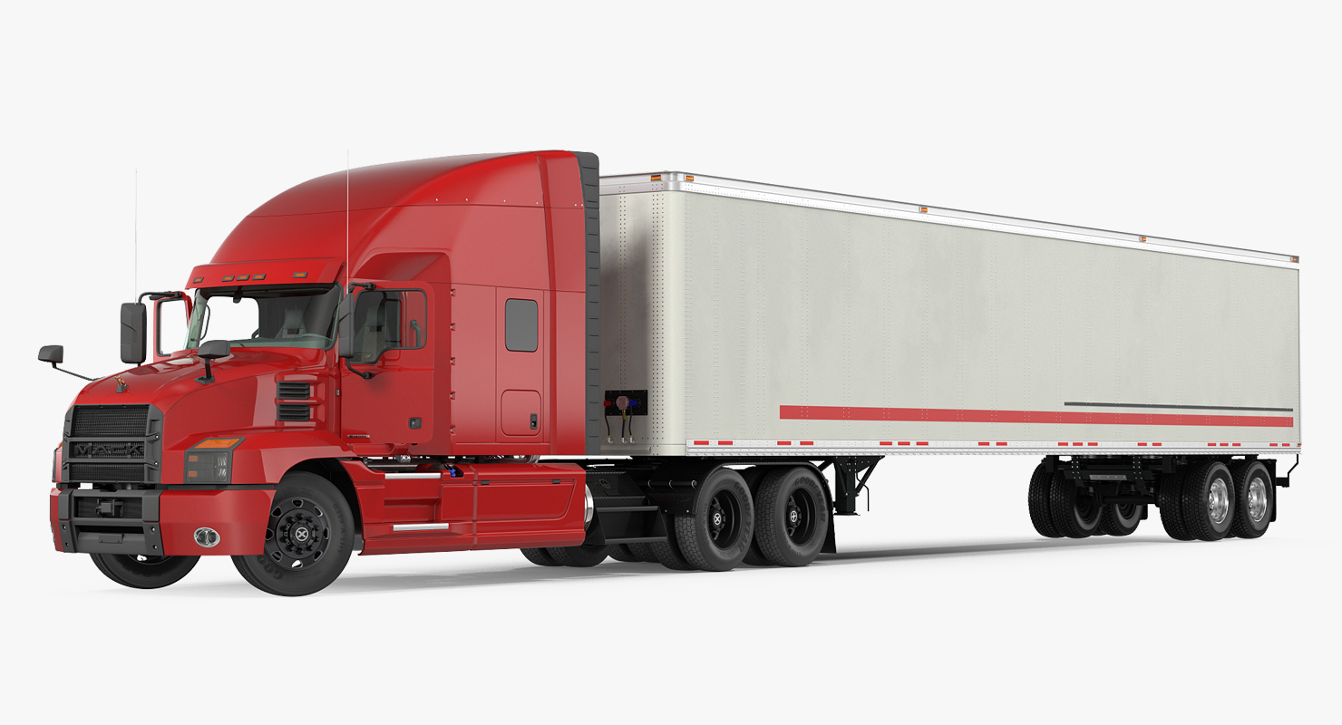 3D model Mack Anthem Truck with Trailer 2018