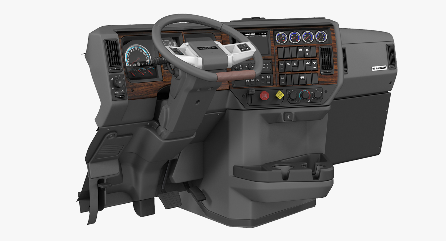 3D model Mack Anthem Truck with Trailer 2018