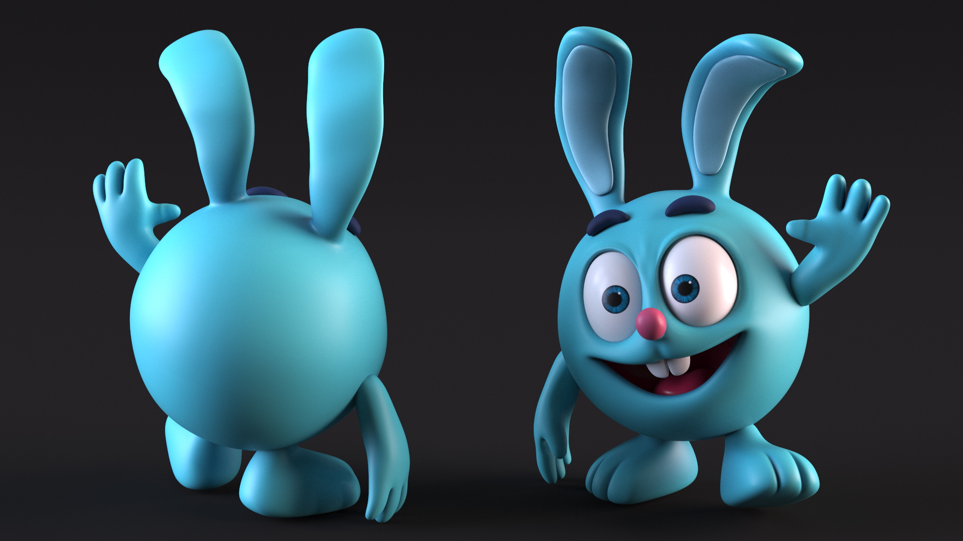 3D GoGoRiki Rabbit Character Happy Pose