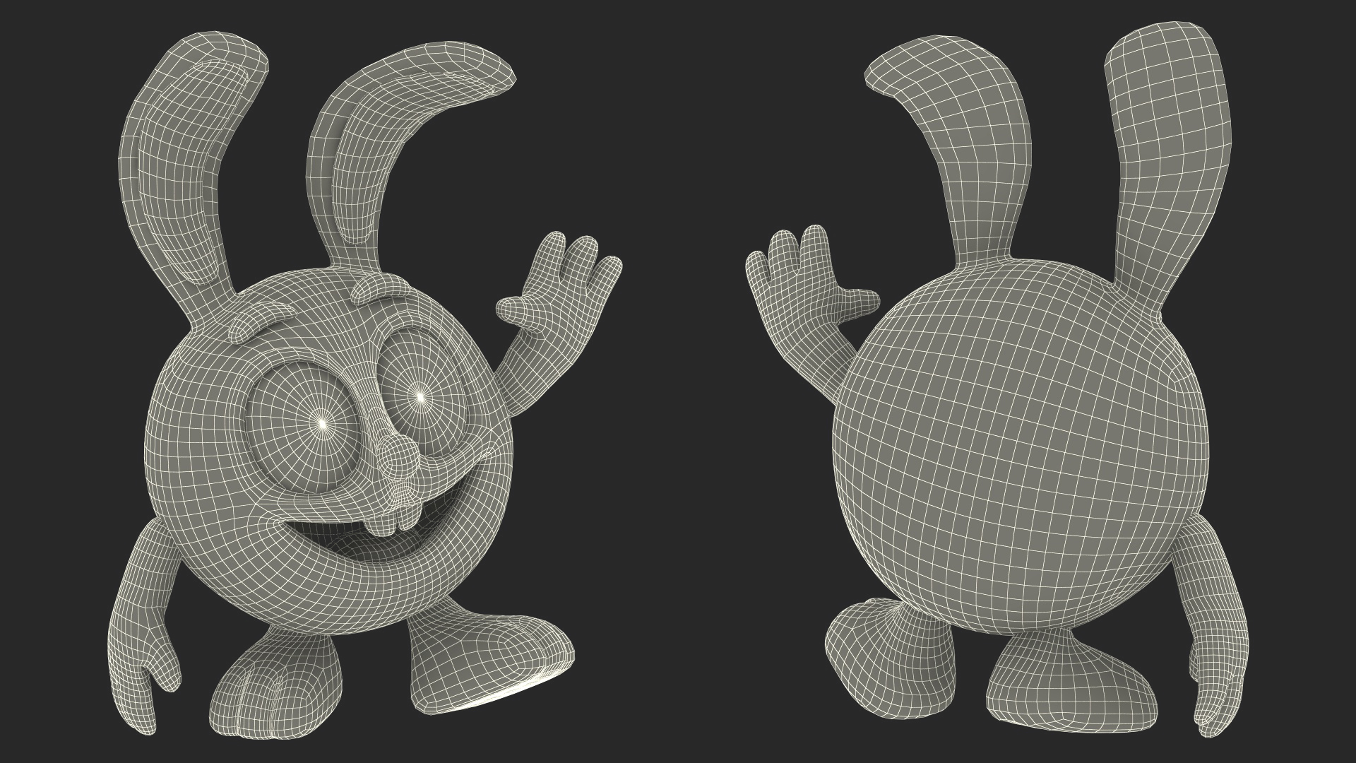 3D GoGoRiki Rabbit Character Happy Pose