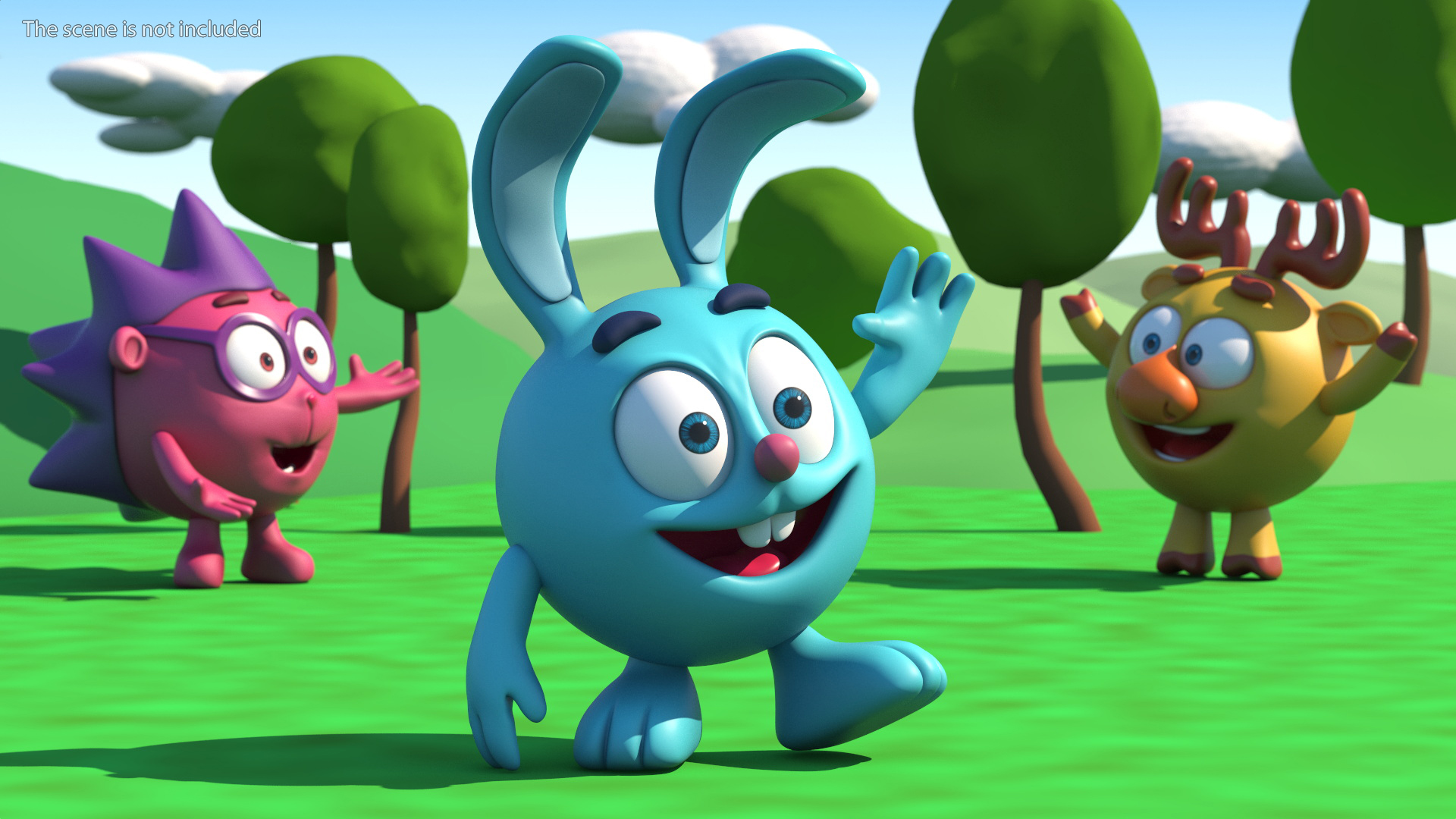 3D GoGoRiki Rabbit Character Happy Pose