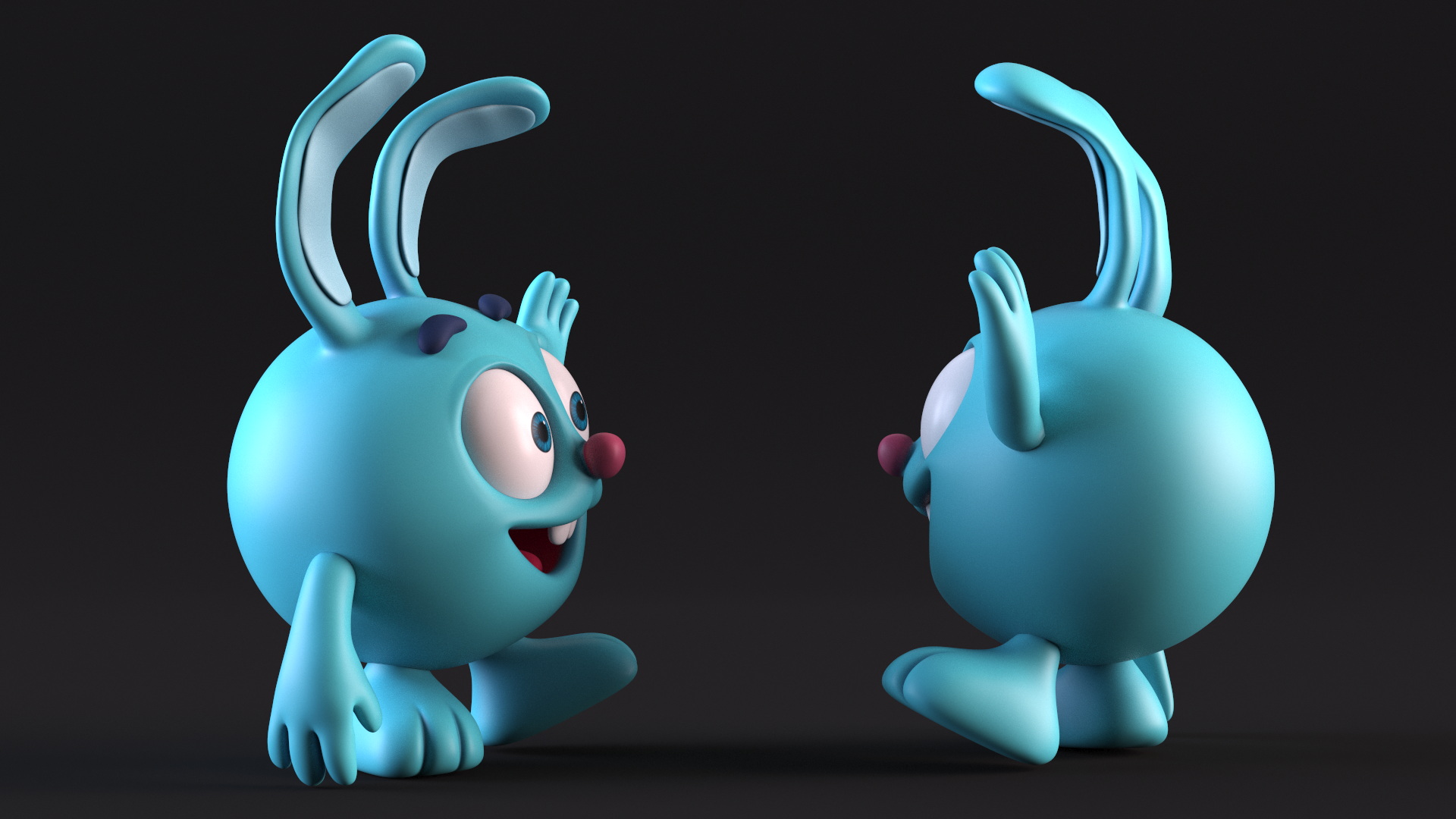 3D GoGoRiki Rabbit Character Happy Pose