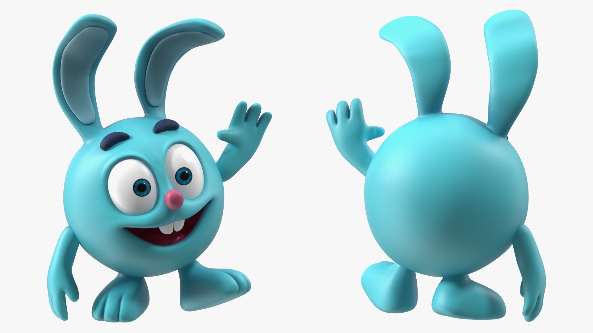3D GoGoRiki Rabbit Character Happy Pose