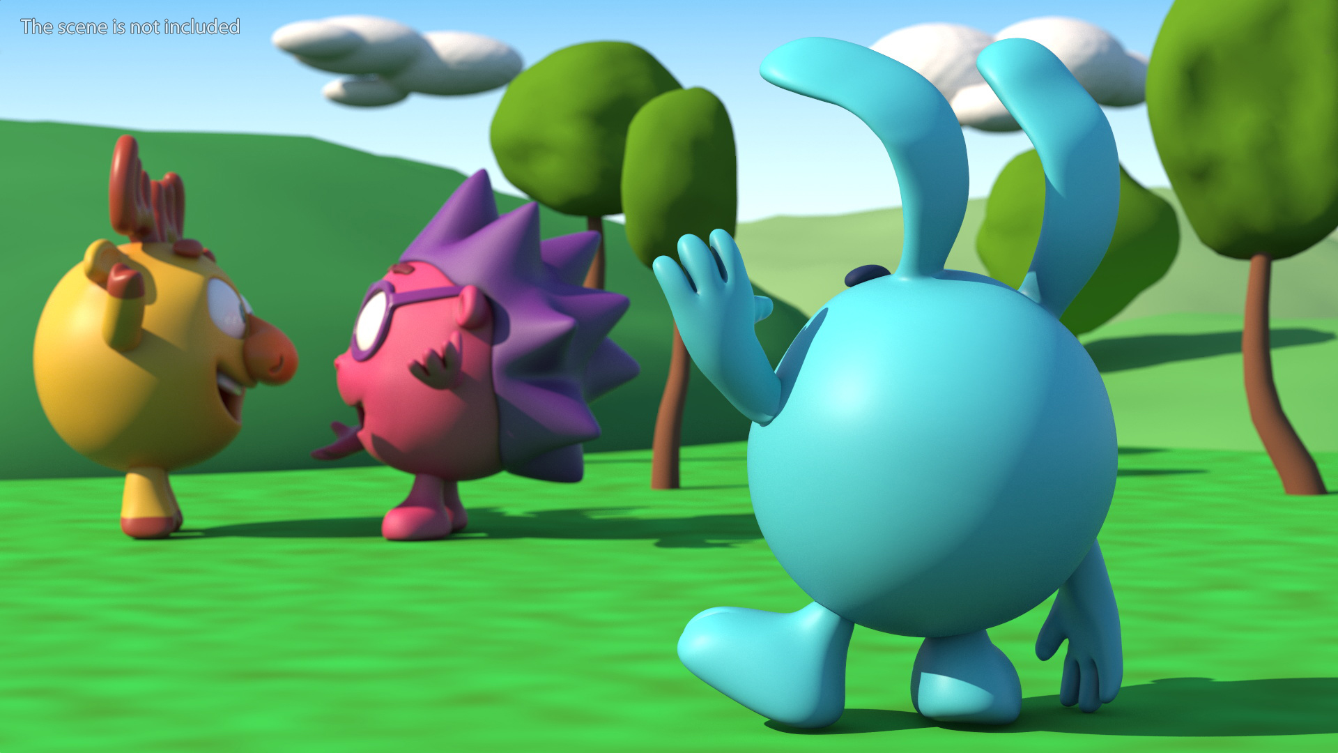 3D GoGoRiki Rabbit Character Happy Pose