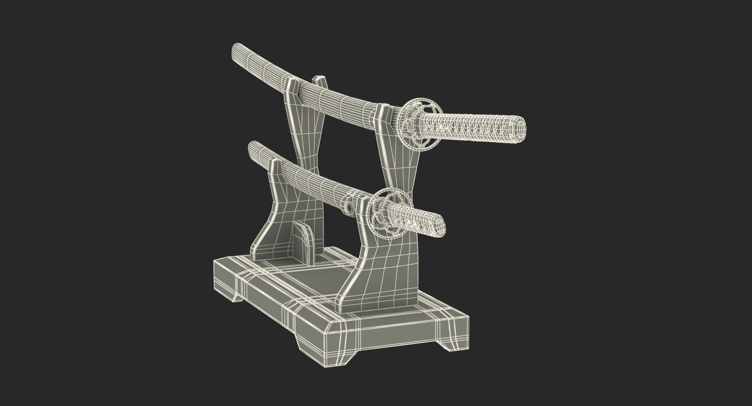 3D Double Sword Stand for Samurai Katana and Wakizashi