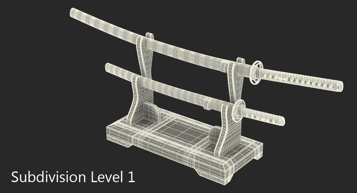 3D Double Sword Stand for Samurai Katana and Wakizashi