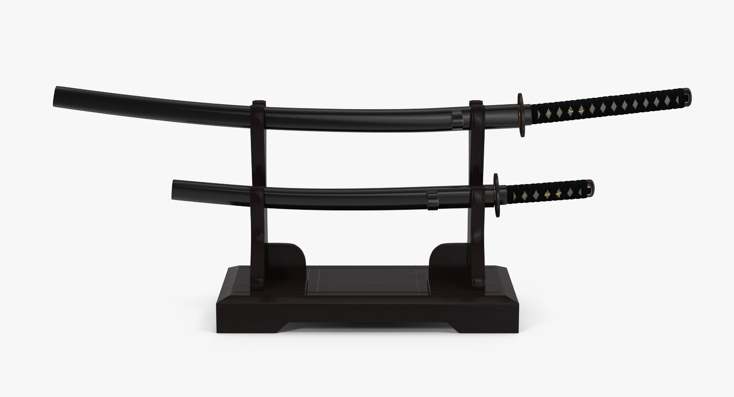 3D Double Sword Stand for Samurai Katana and Wakizashi