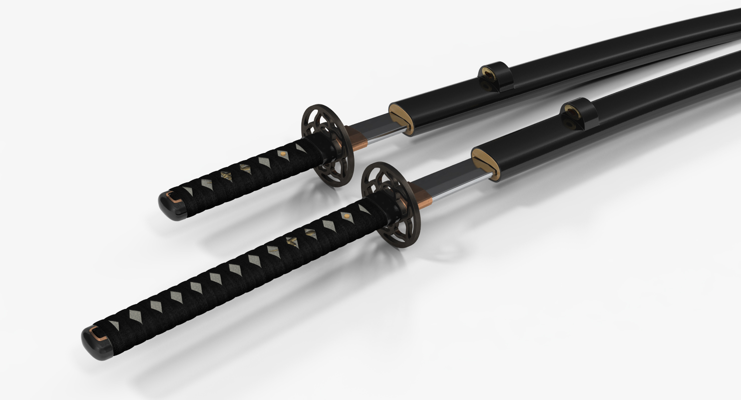 3D Double Sword Stand for Samurai Katana and Wakizashi