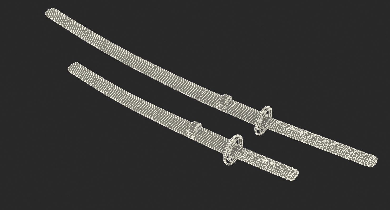 3D Double Sword Stand for Samurai Katana and Wakizashi